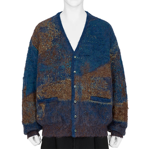 ABSTRACT JACQUARD MOHAIR SWEATER BLUE - YOKE(ヨーク) - TOPS