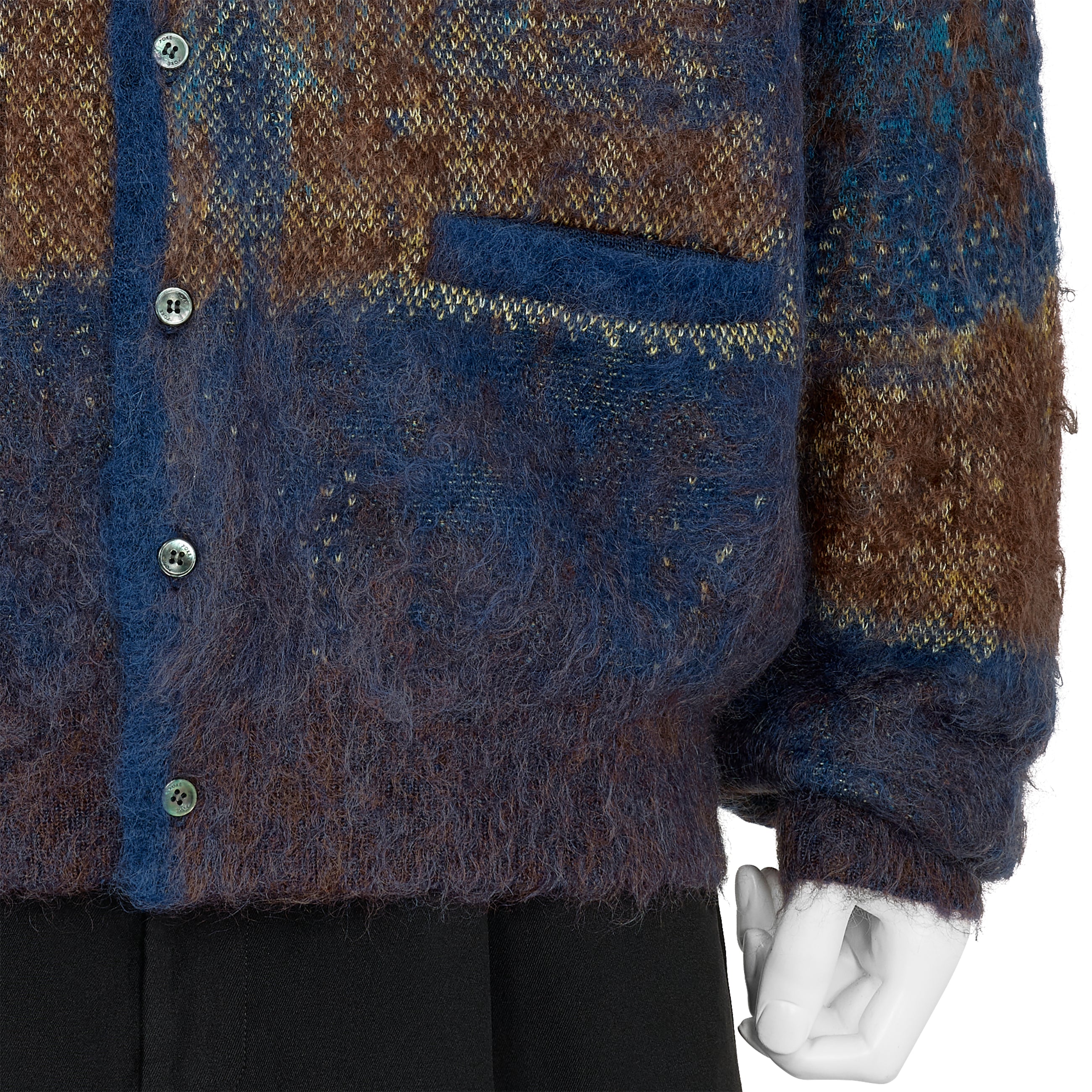 ABSTRACT JACQUARD MOHAIR CARDIGAN BLUE - YOKE(ヨーク) - TOPS