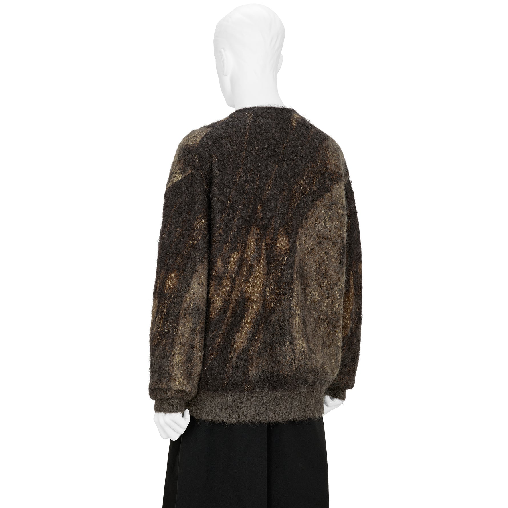 ABSTRACT JACQUARD MOHAIR CARDIGAN BROWN