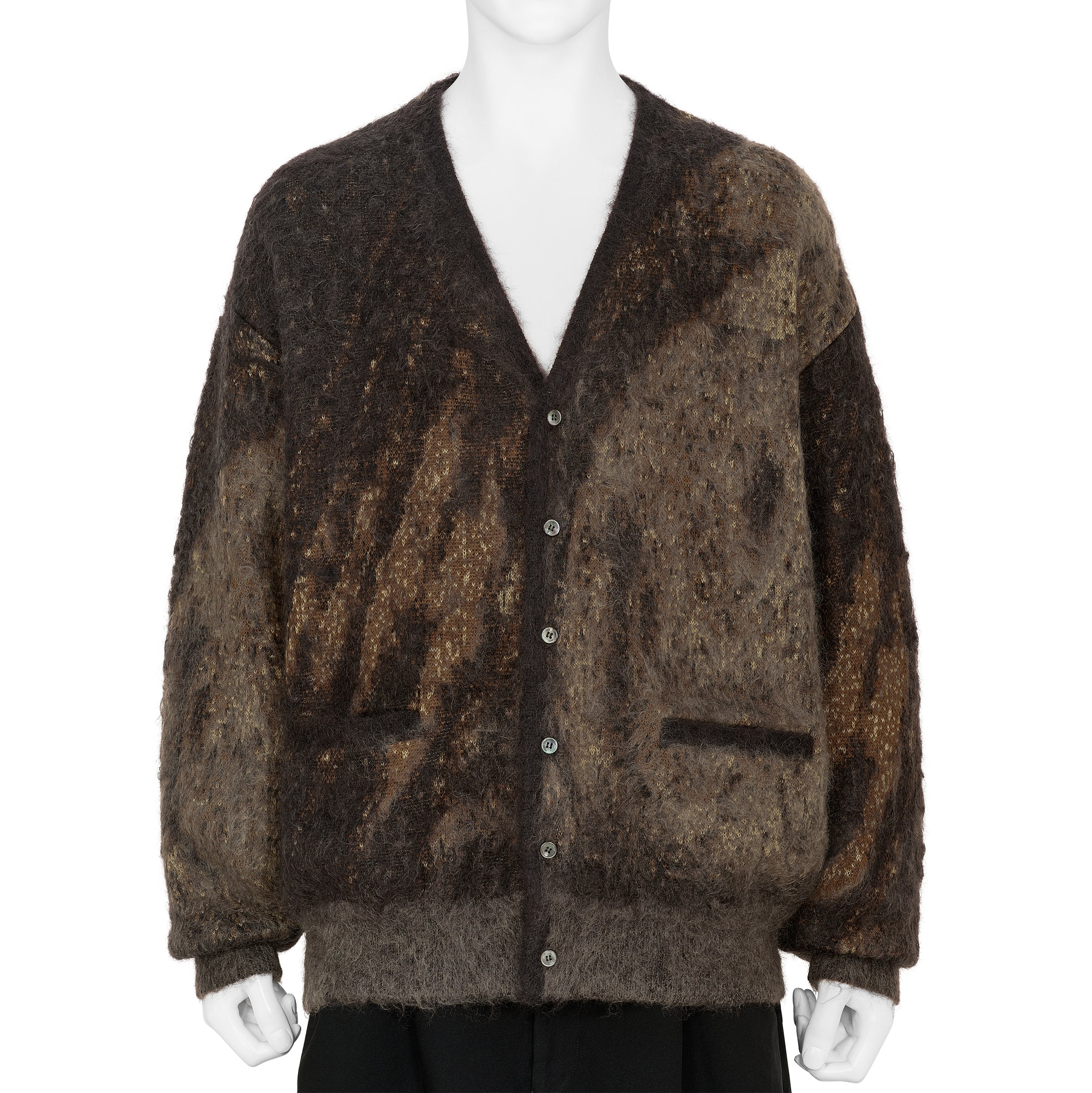ABSTRACT JACQUARD MOHAIR CARDIGAN BROWN - YOKE(ヨーク) - TOPS ABSTRACT JACQUARD MOHAIR CARDIGAN BROWN - YOKE(ヨーク) - TOPS