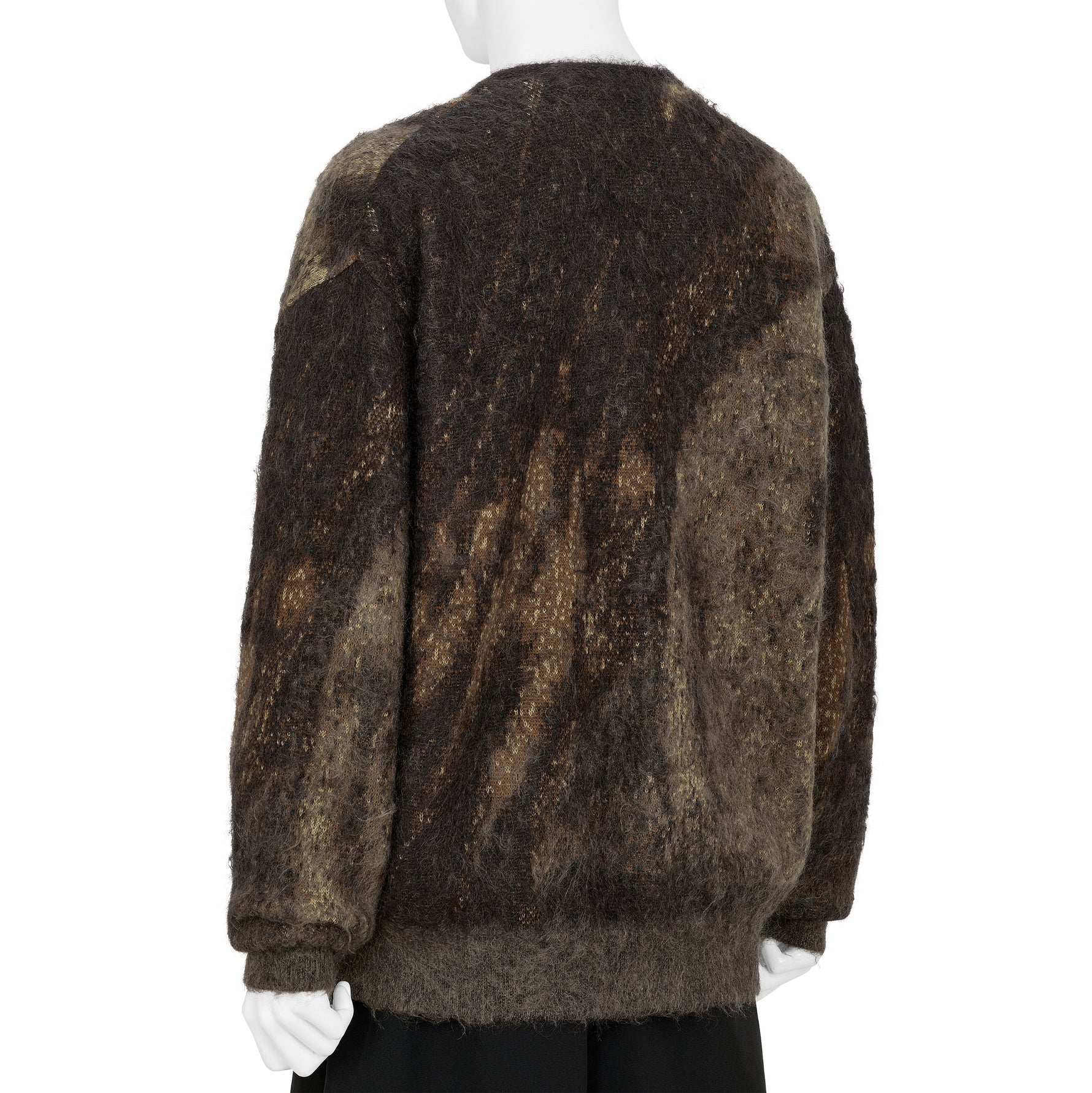 ABSTRACT JACQUARD MOHAIR CARDIGAN BROWN