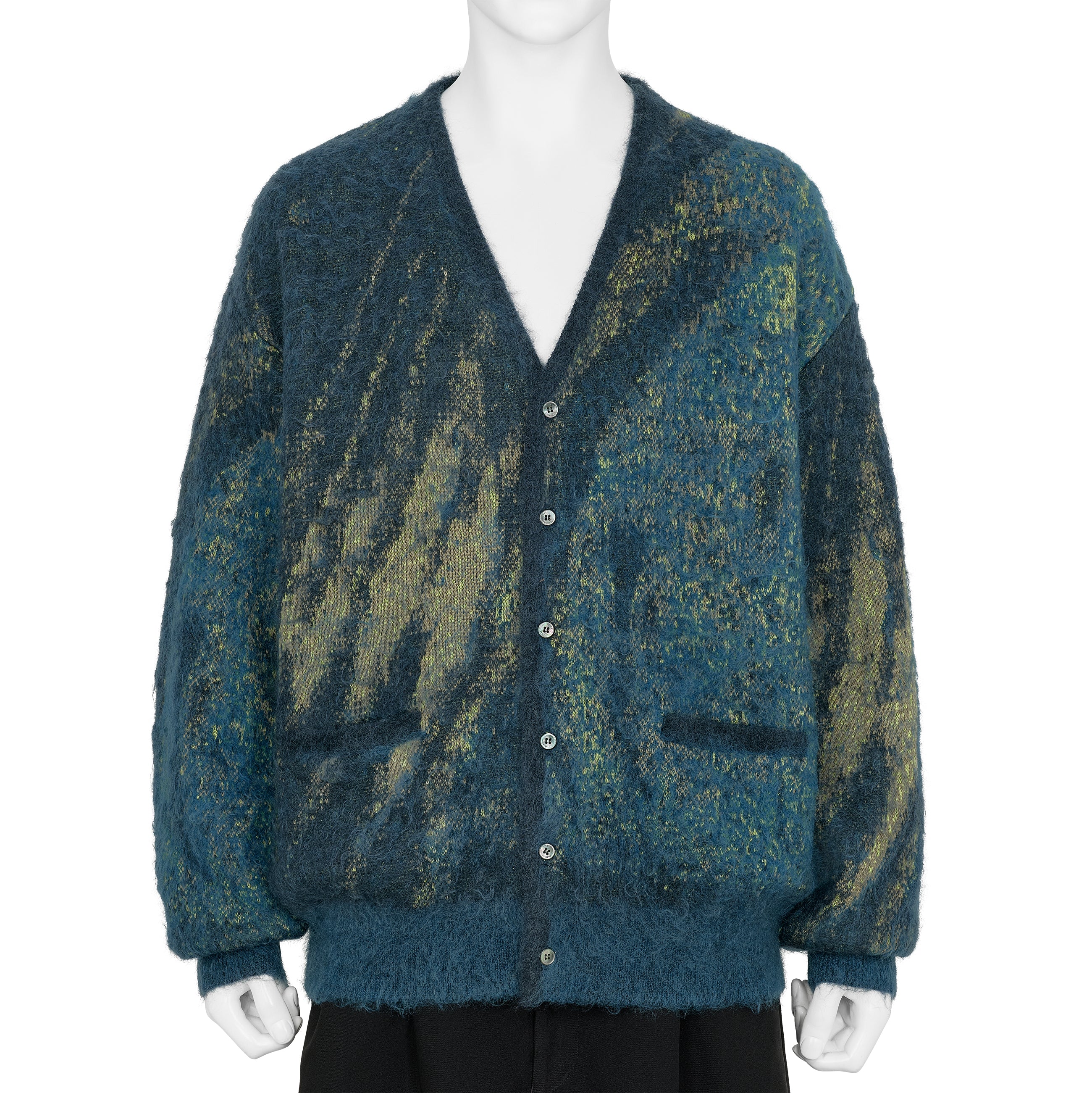ABSTRACT JACQUARD MOHAIR CARDIGAN GREEN - YOKE(ヨーク) - TOPS