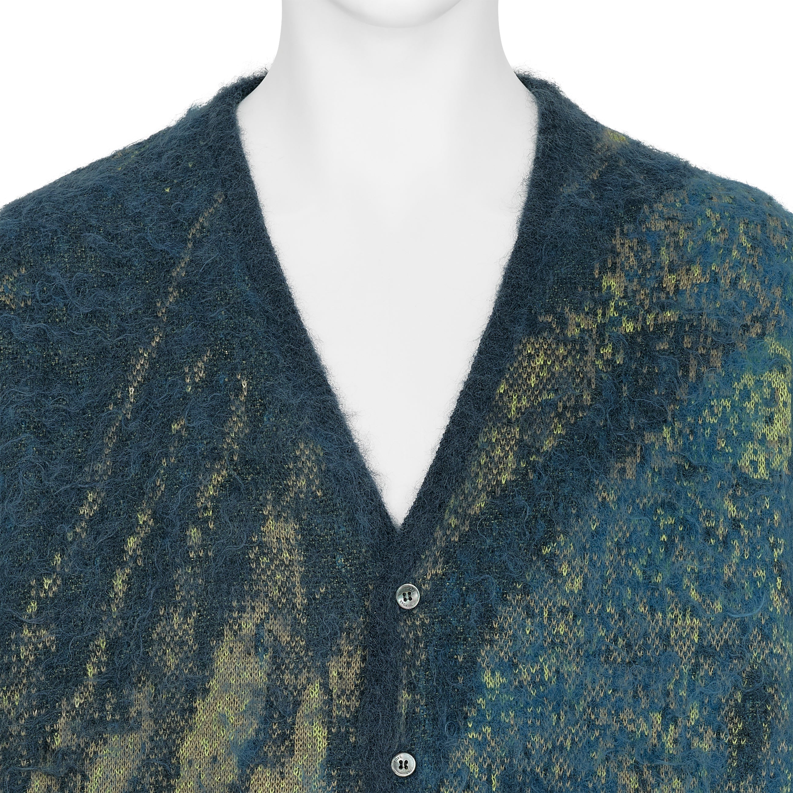 ABSTRACT JACQUARD MOHAIR CARDIGAN GREEN - YOKE(ヨーク) - TOPS