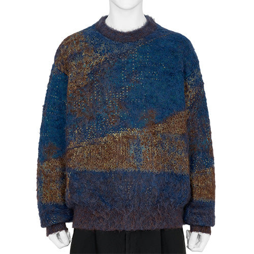 ABSTRACT JACQUARD MOHAIR CARDIGAN BROWN - YOKE(ヨーク) - TOPS