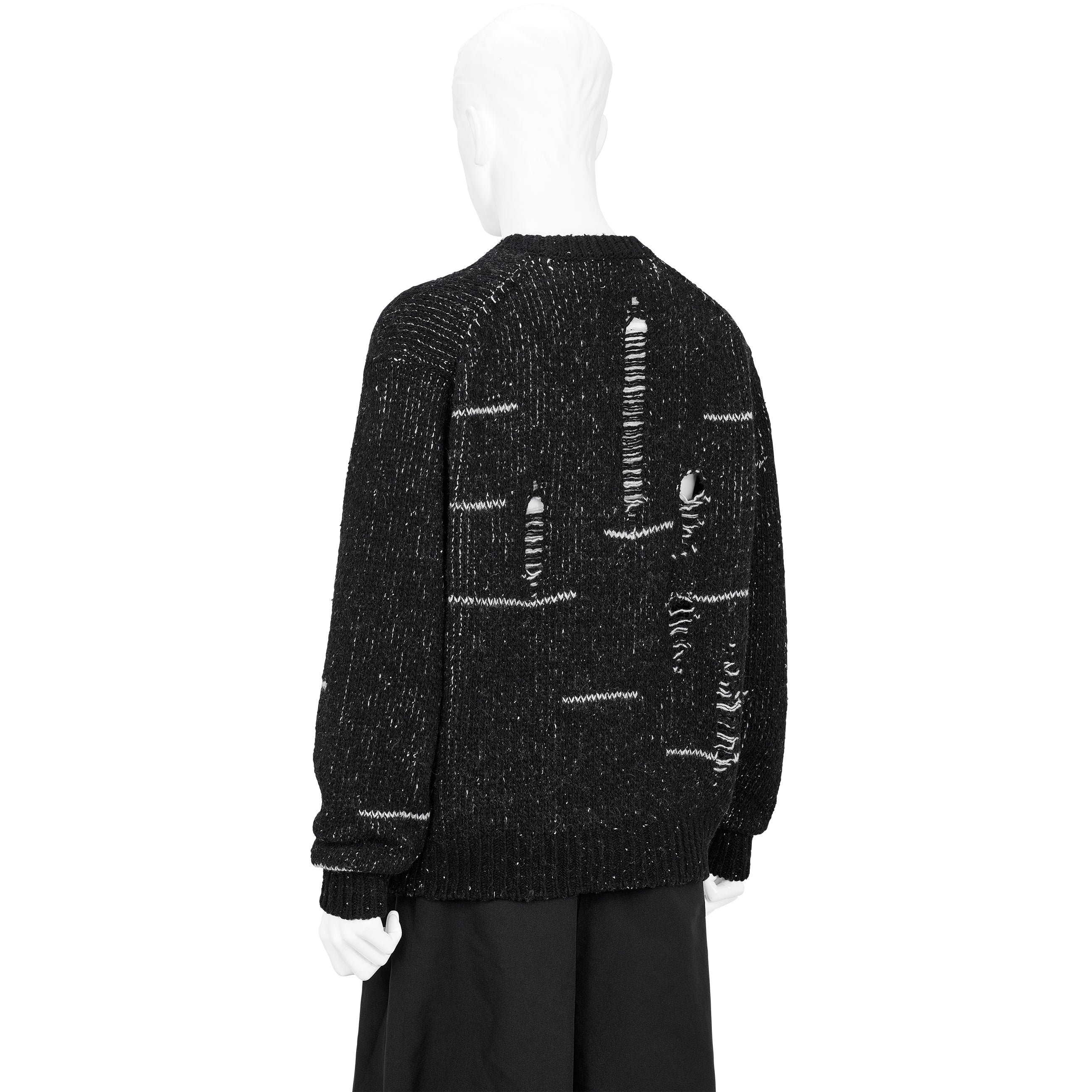 DAMAGED CREW NECK KNIT BLACK