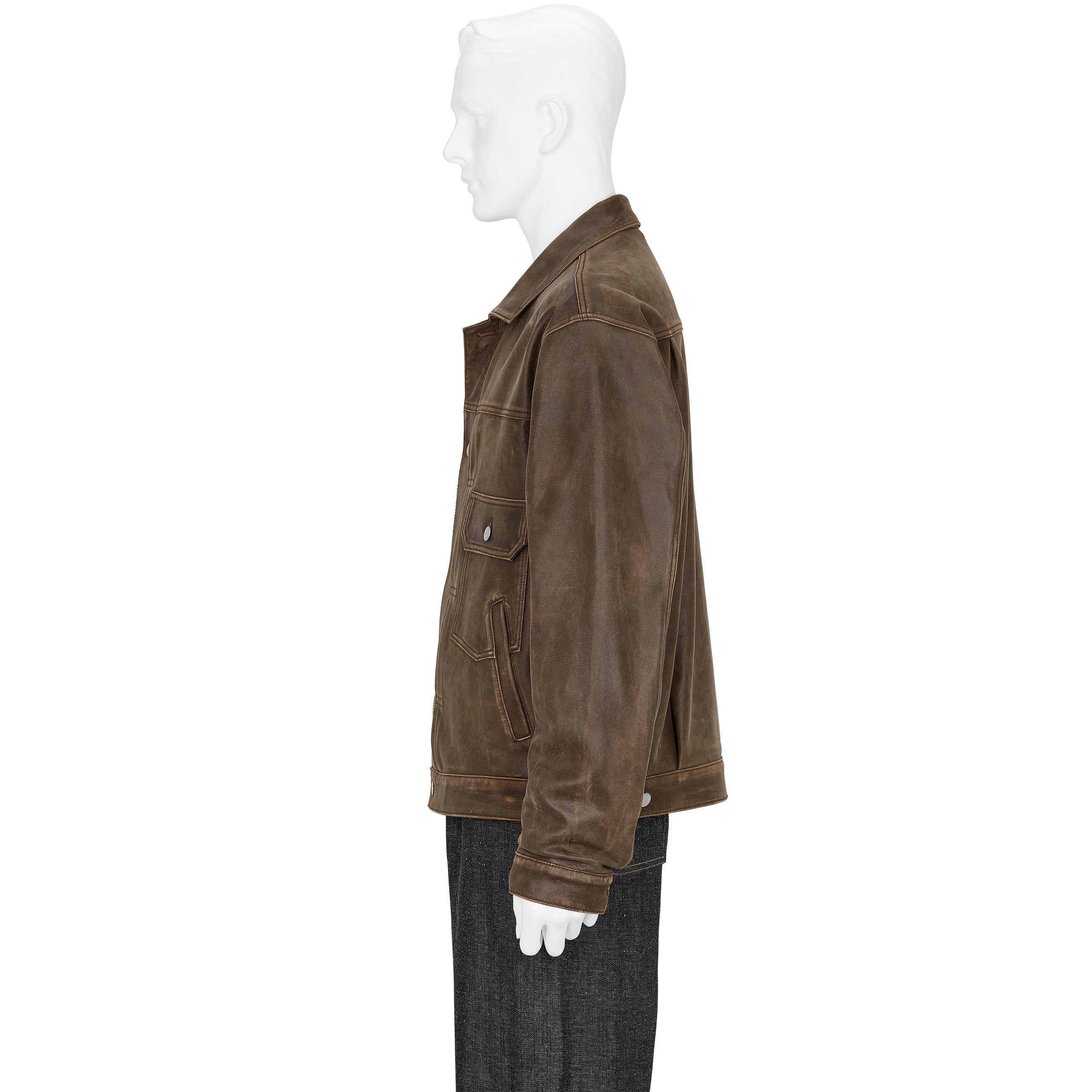 Yoke Cracked Leather Trucker Jacket サイズ2 Cracked Leather Trucker Jacket | YOKE Official Website