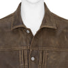 CRACKED LEATHER TRUCKER JACKET BROWN