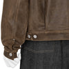 CRACKED LEATHER TRUCKER JACKET BROWN