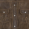 CRACKED LEATHER TRUCKER JACKET BROWN