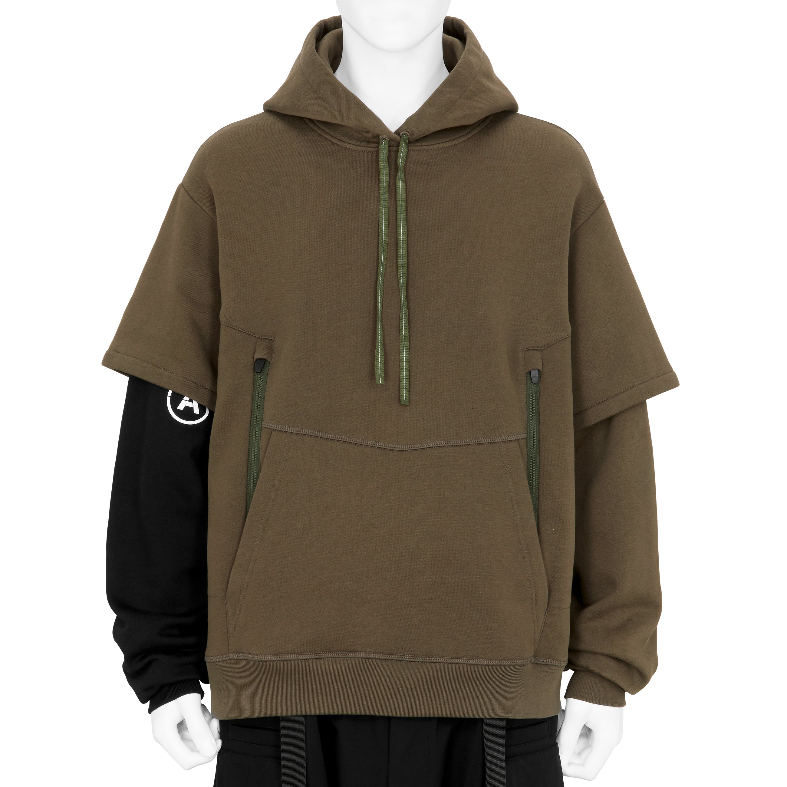 S34-PR ORGANIC COTTON HOODED SWEATSHIRT RAF GREEN BLACK - ACRONYM