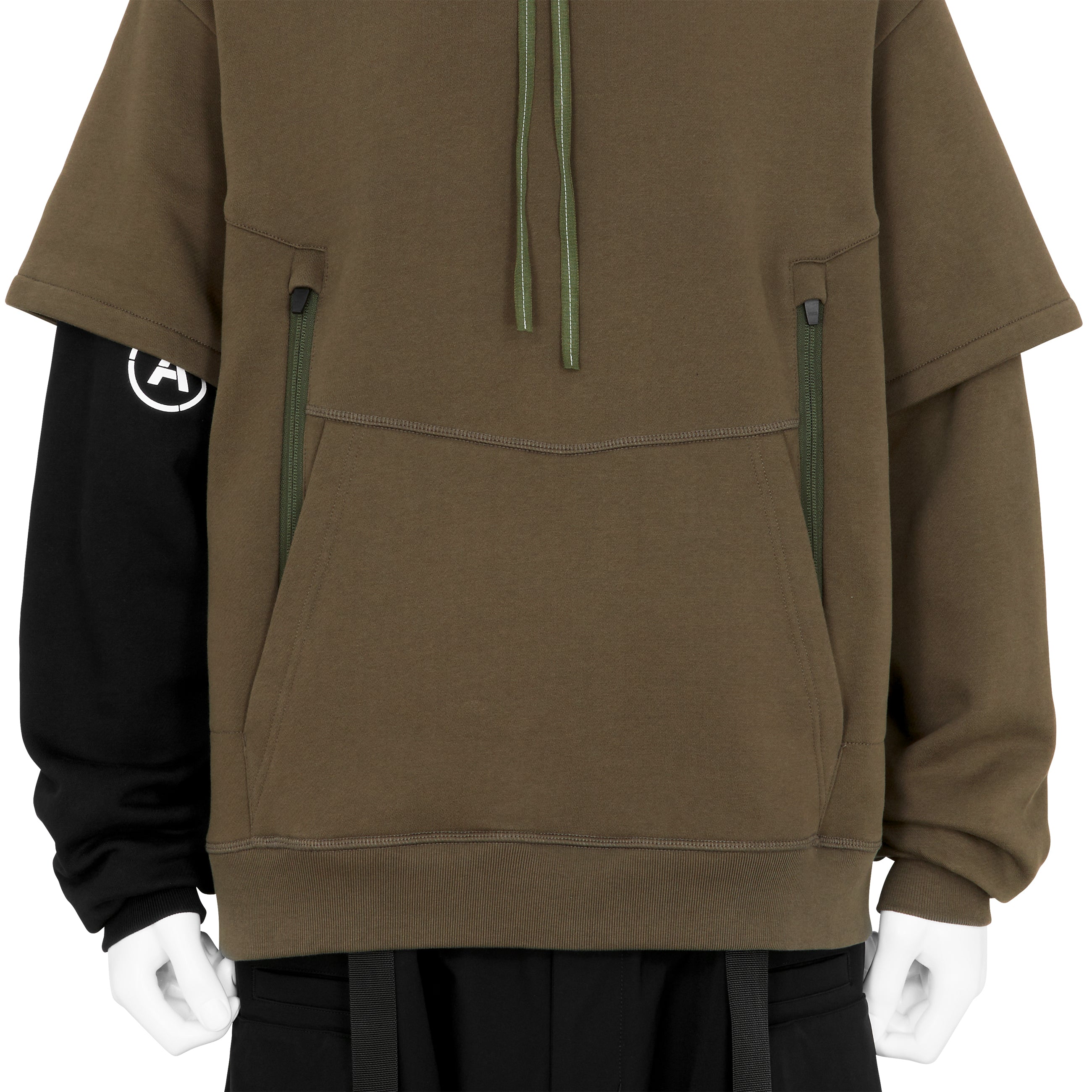 S34-PR ORGANIC COTTON HOODED SWEATSHIRT RAF GREEN BLACK - ACRONYM