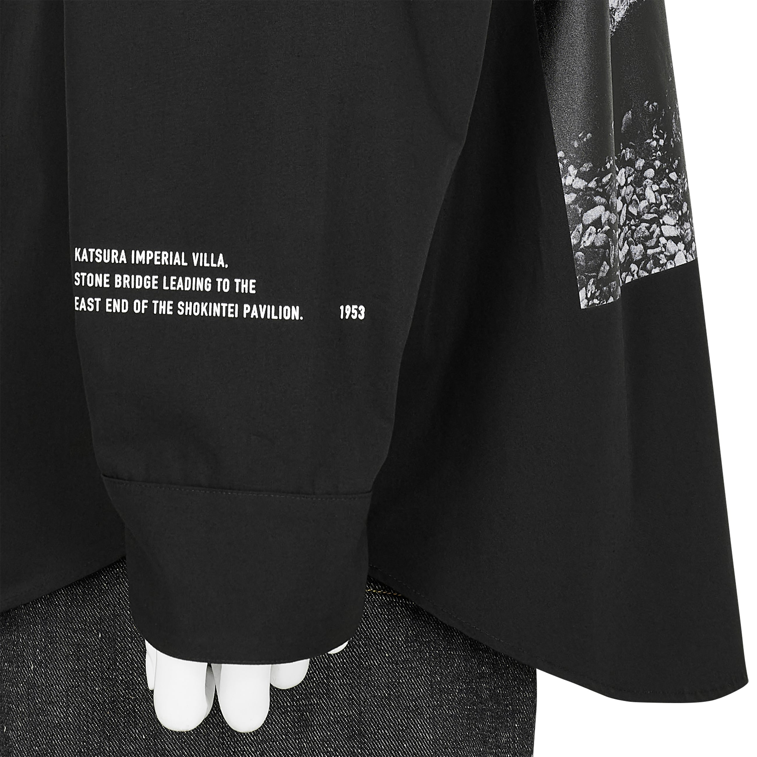 Yasuhiro Ishimoto KATSURA IMPERIAL VILLA PRINT [STONE BRIDGE] SHIRT BLACK