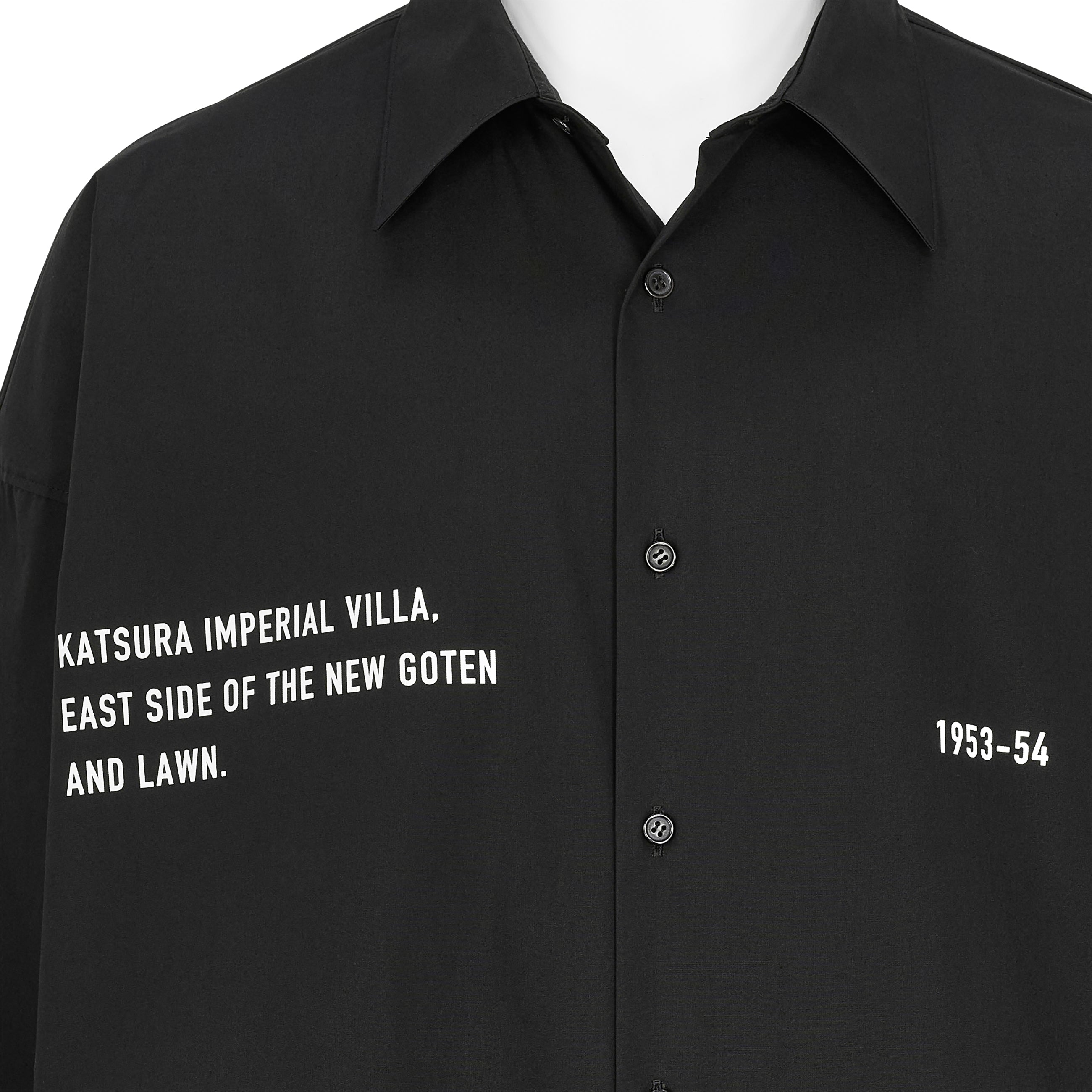 Yasuhiro Ishimoto KATSURA IMPERIAL VILLA PRINT [EAST SIDE OF THE NEW GOTEN] SHIRT BLACK