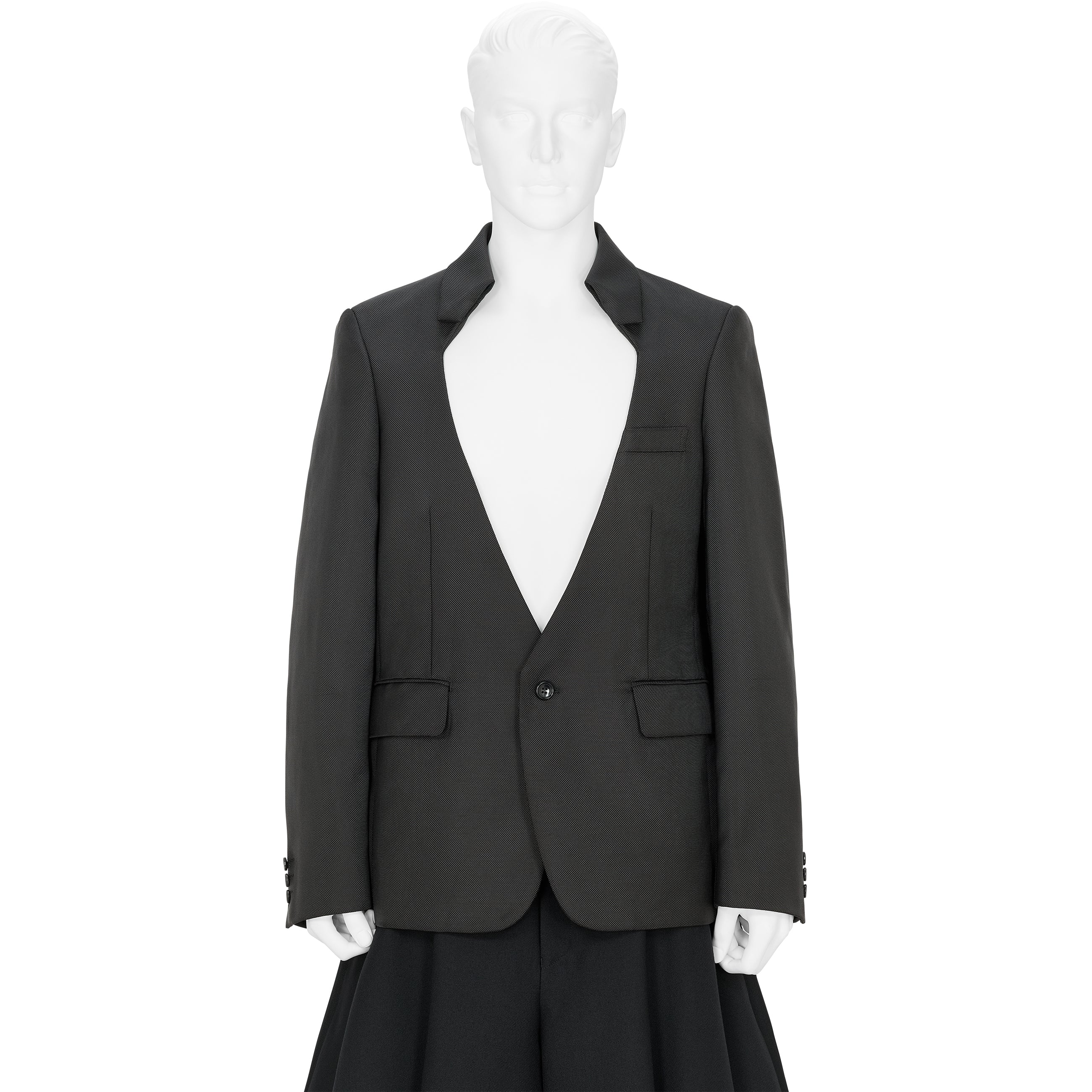 NO LAPEL JACKET BLACK