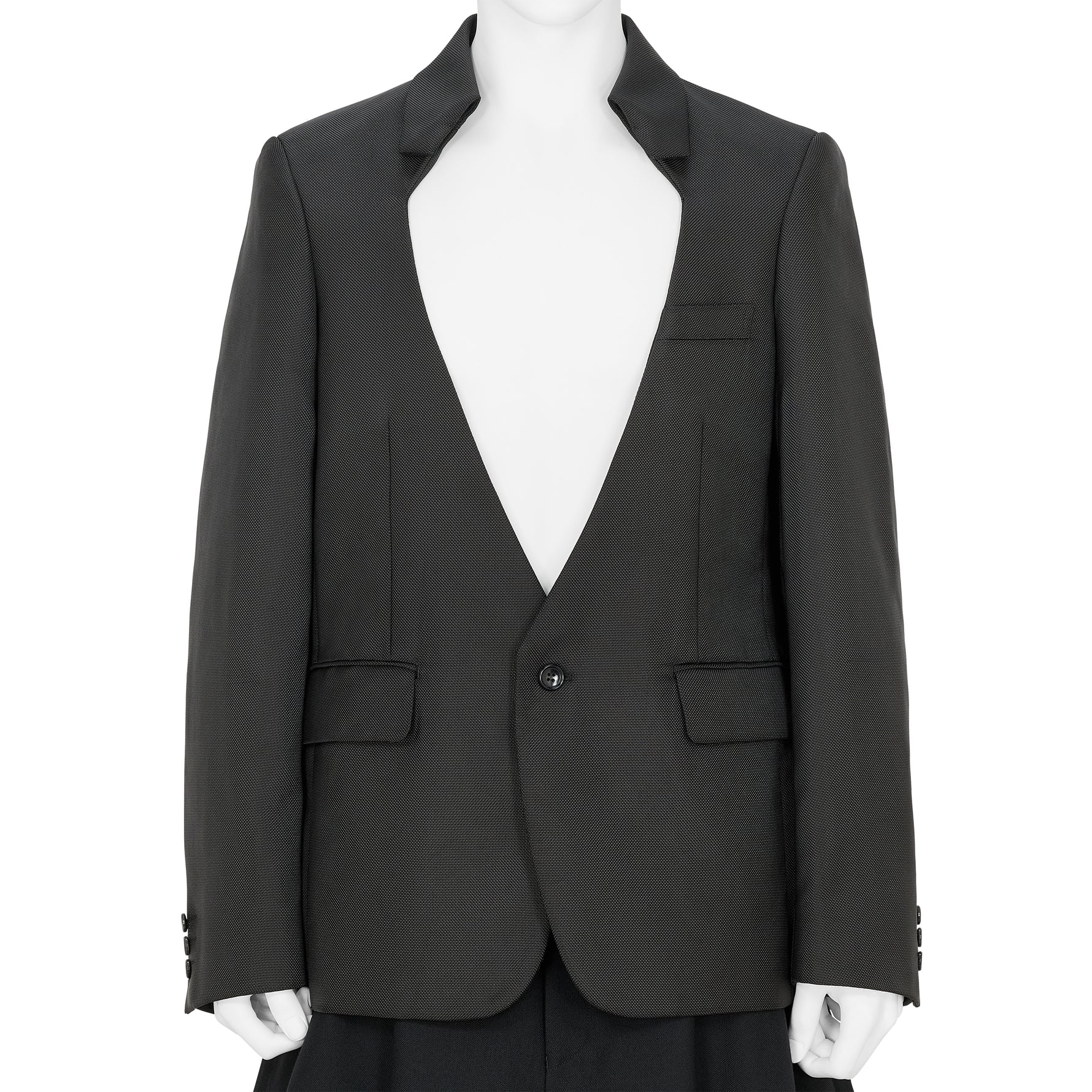 NO LAPEL JACKET BLACK
