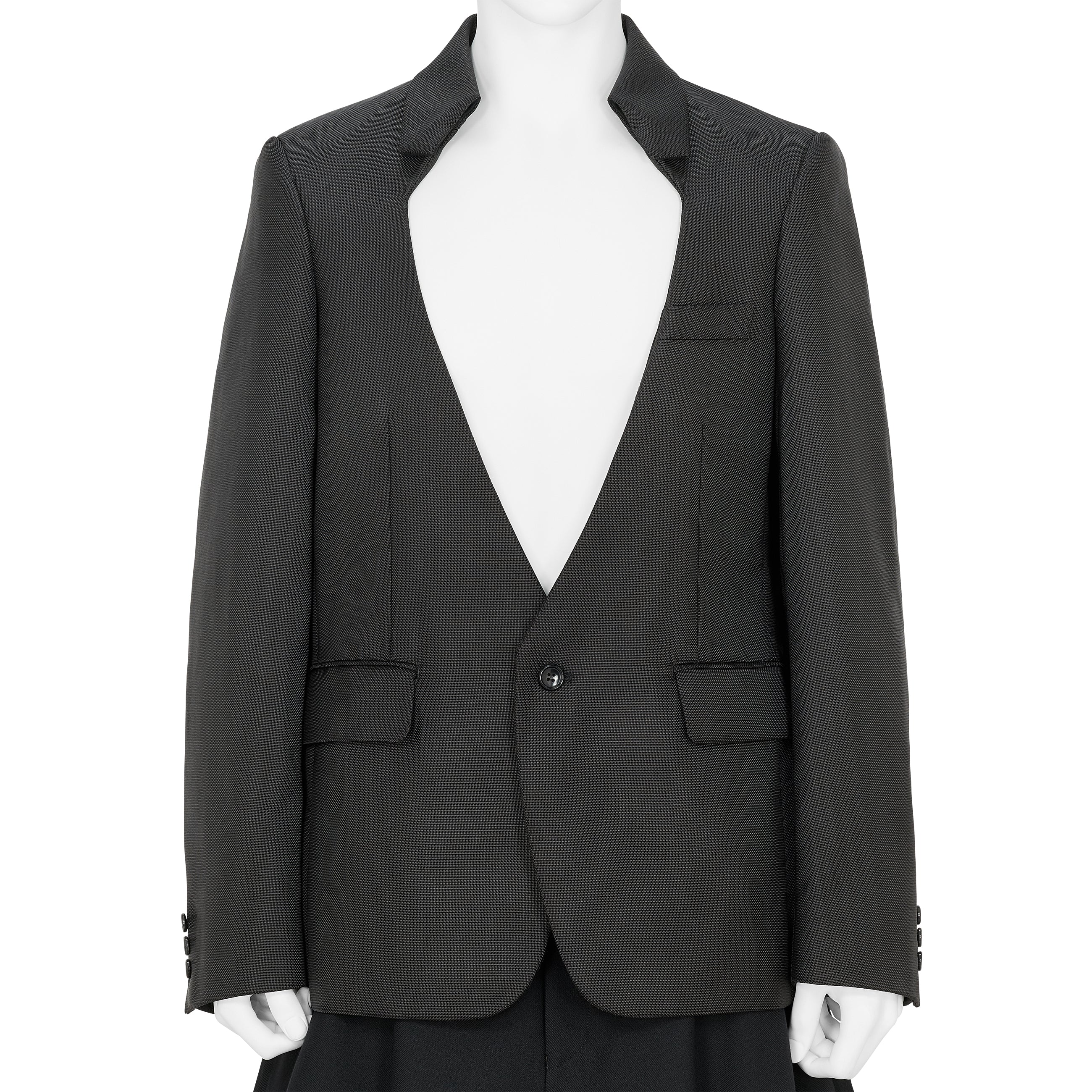 NO LAPEL JACKET BLACK