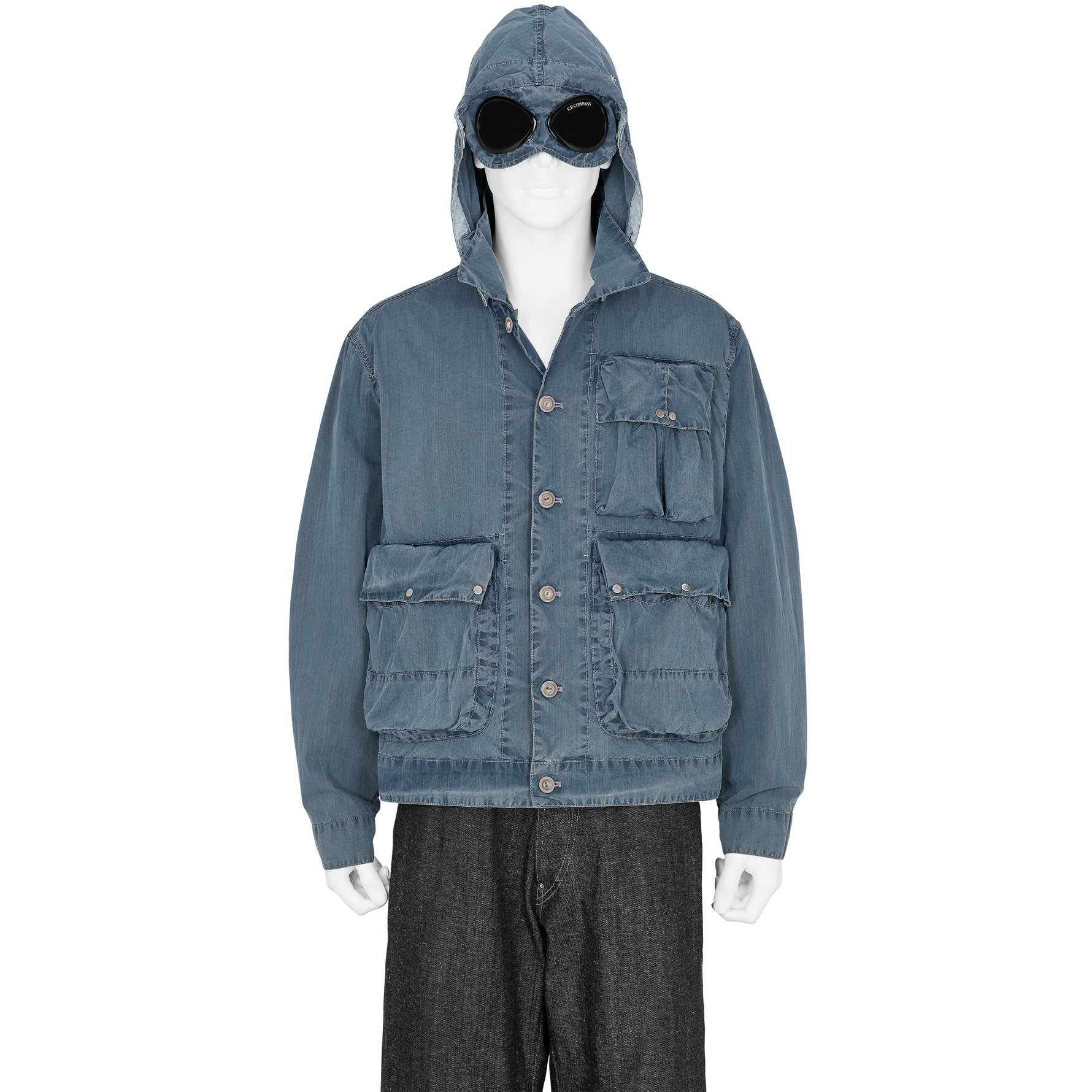 50 FILI BLEACHED GOGGLE JACKET INDIGO