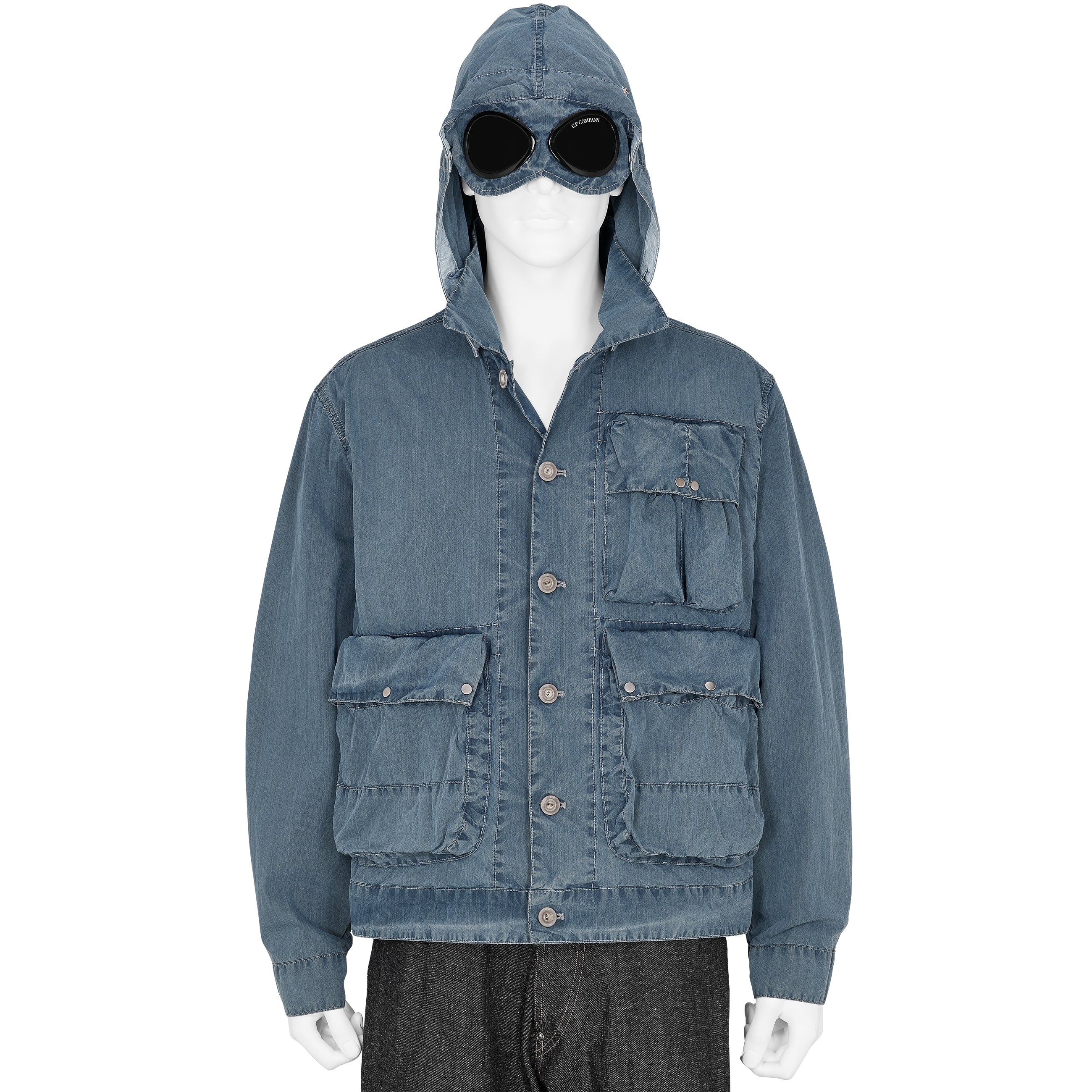 50 FILI BLEACHED GOGGLE JACKET INDIGO