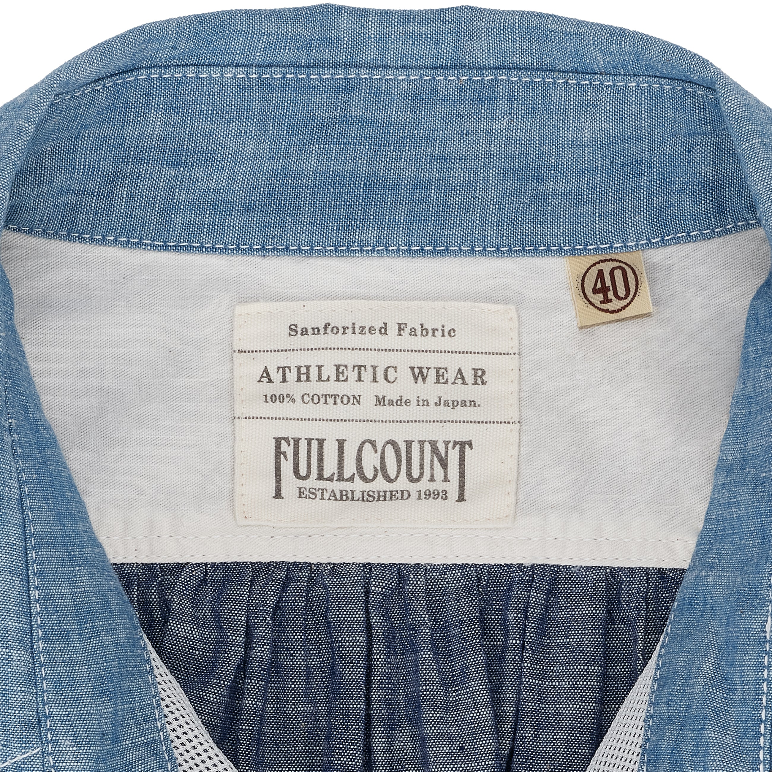 FULLCOUNT COLLABORATION WATTEAU GATHERED VENTILATED POCKET SHIRT LIGHT INDIGO