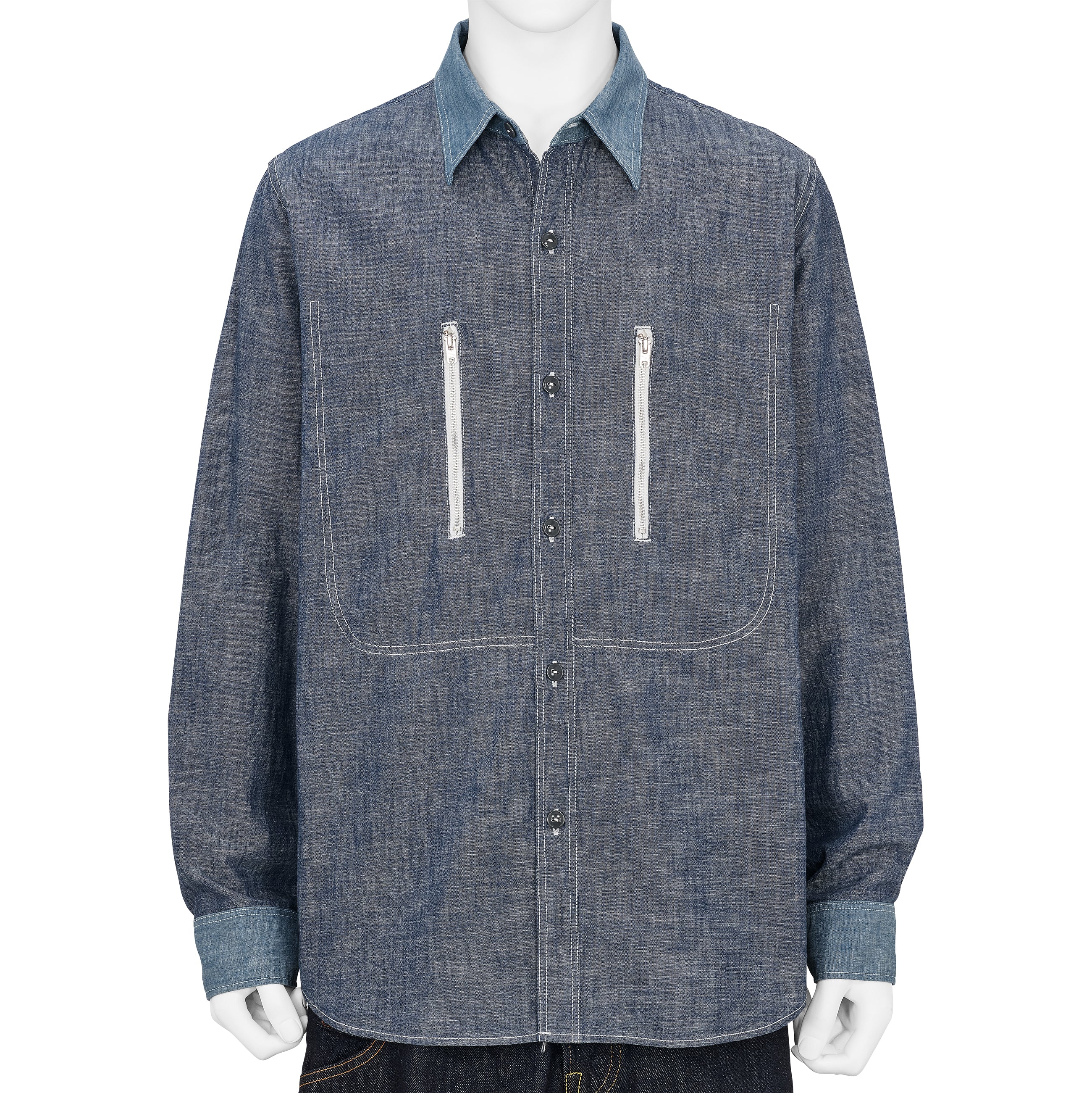 FULLCOUNT COLLABORATION WATTEAU GATHERED VENTILATED POCKET SHIRT