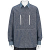 FULLCOUNT COLLABORATION WATTEAU GATHERED VENTILATED POCKET SHIRT LIGHT INDIGO