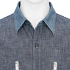 FULLCOUNT COLLABORATION WATTEAU GATHERED VENTILATED POCKET SHIRT LIGHT INDIGO