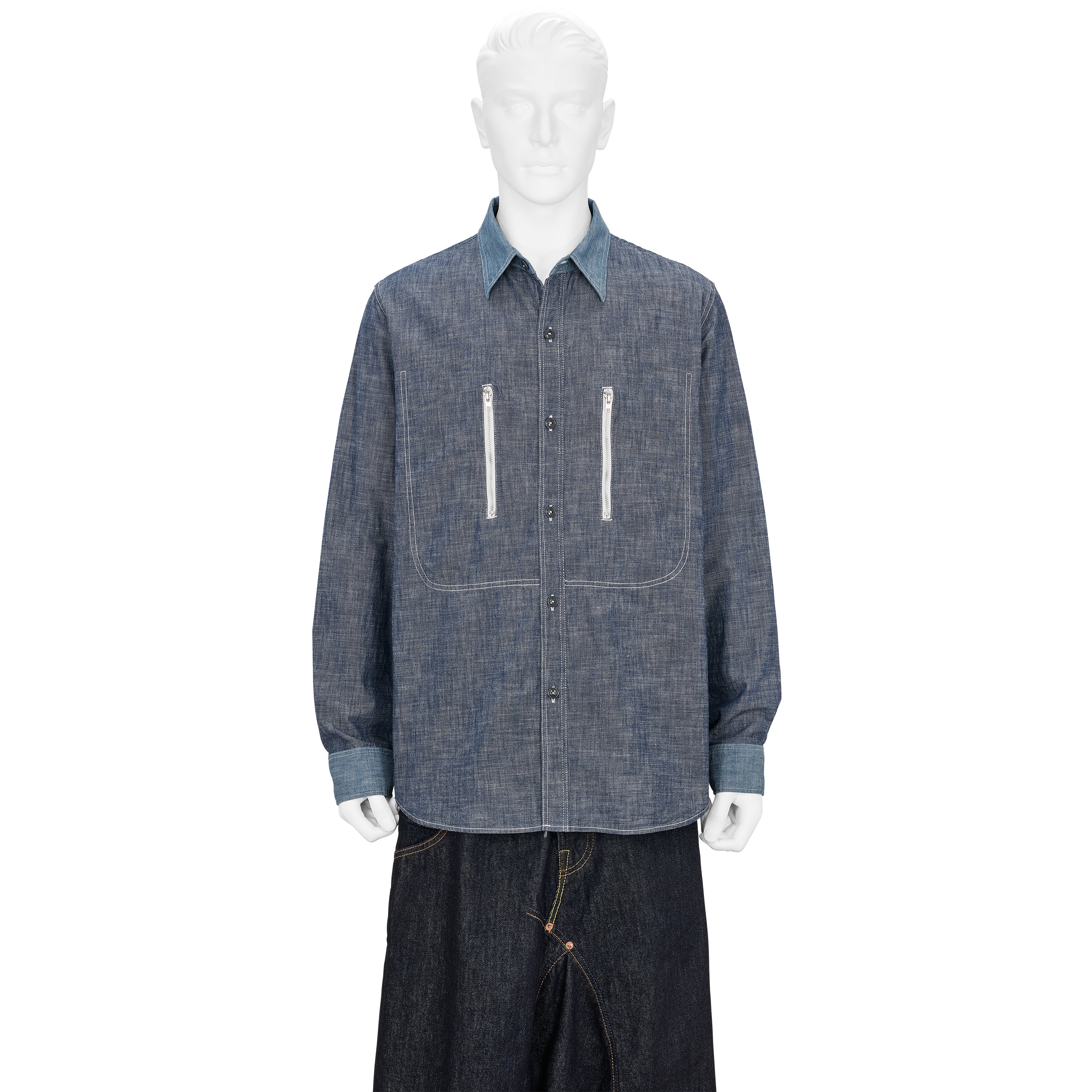 FULLCOUNT COLLABORATION WATTEAU GATHERED VENTILATED POCKET SHIRT