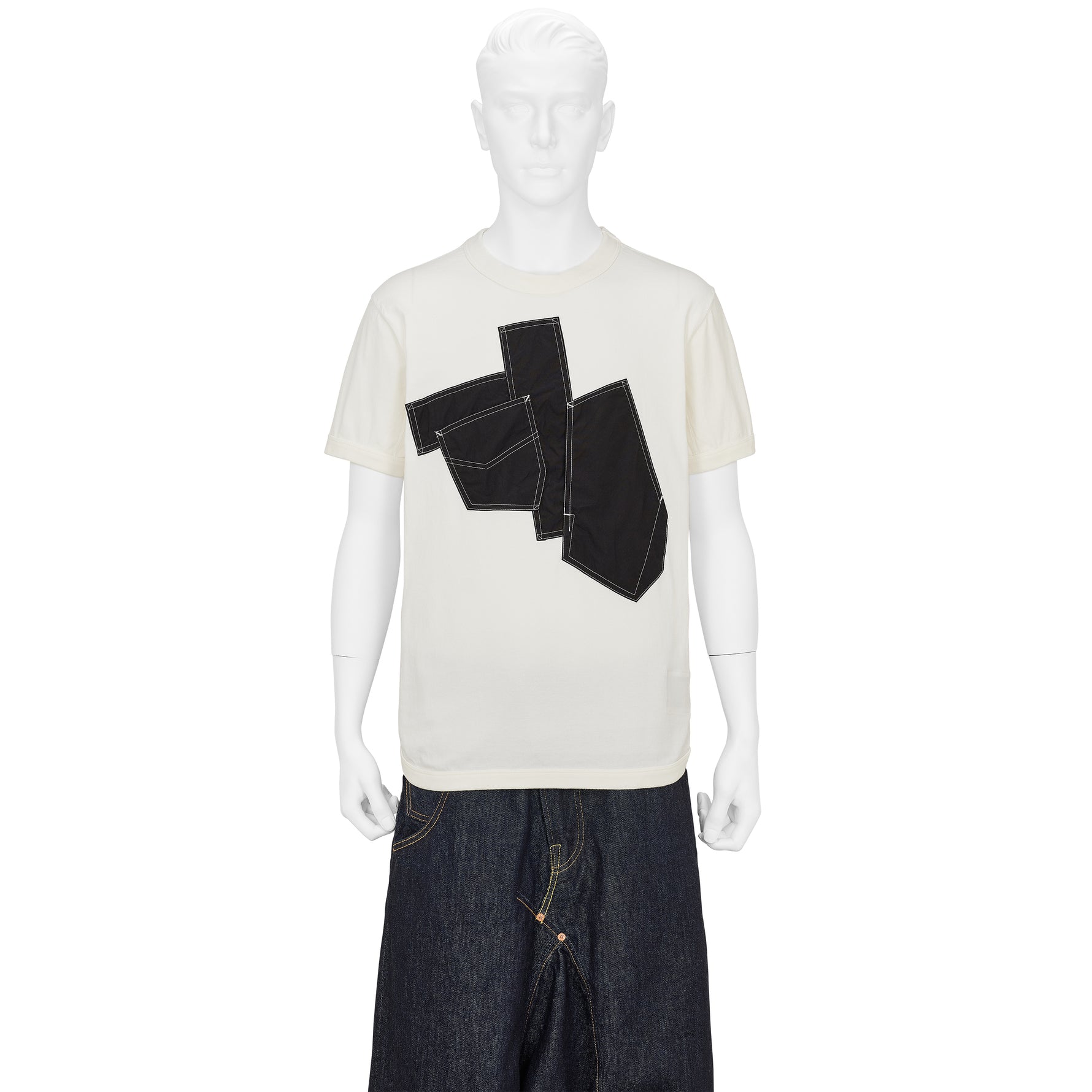 FULLCOUNT COLLABORATION GRAFFITI POCKET RINGER T SHIRT WHITE
