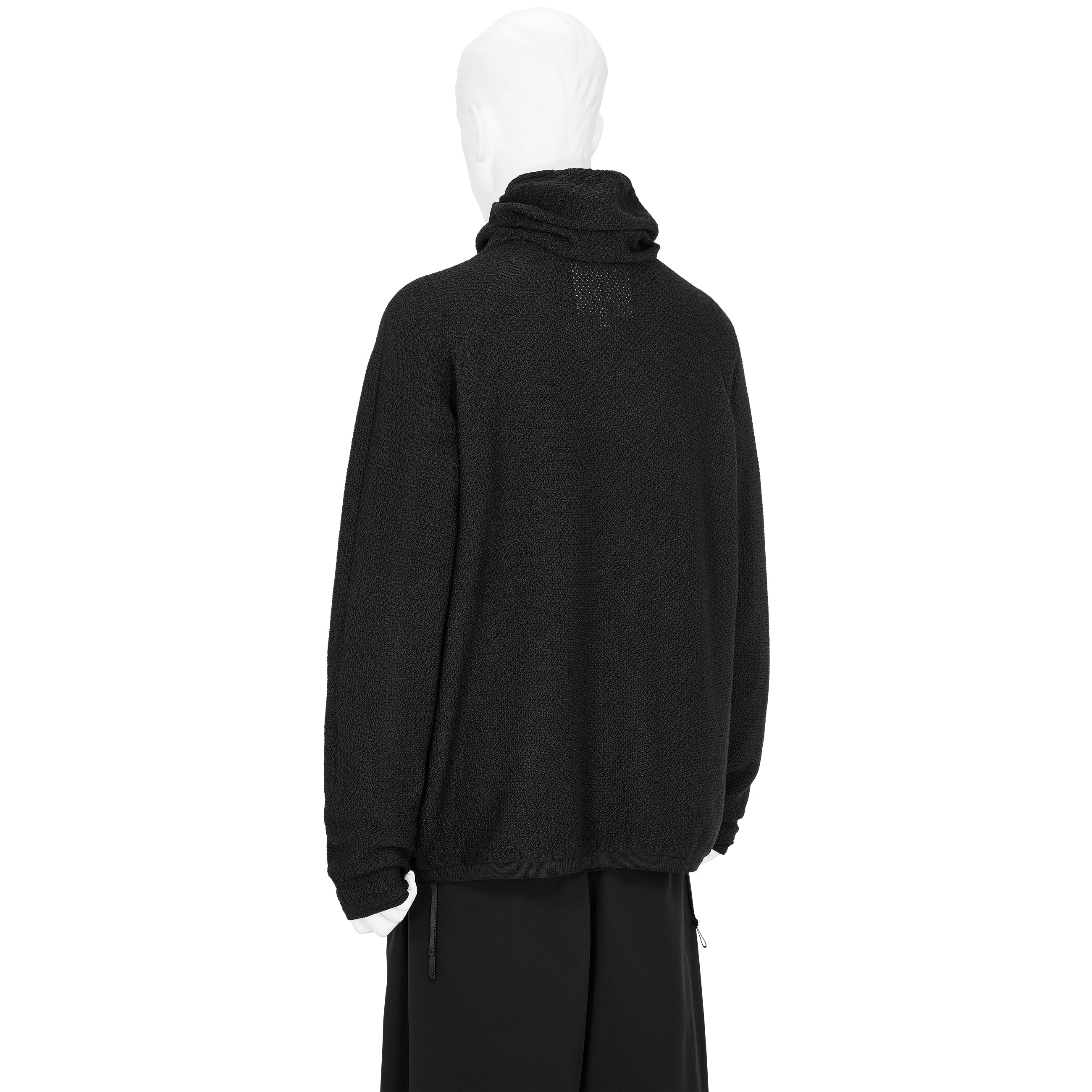 PERFORATED WHOLE GARMENT KNIT TOP BLACK