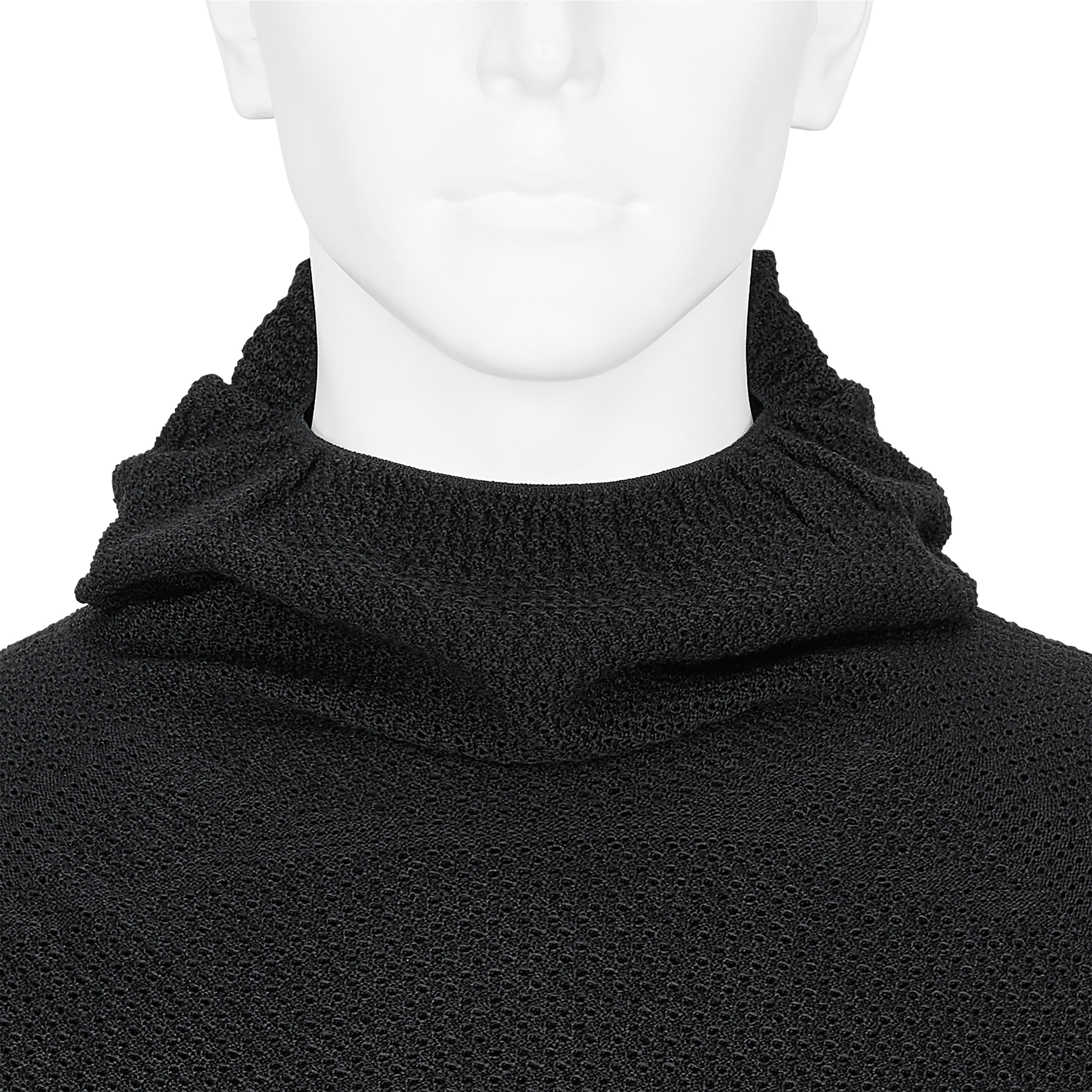 PERFORATED WHOLE GARMENT KNIT TOP BLACK
