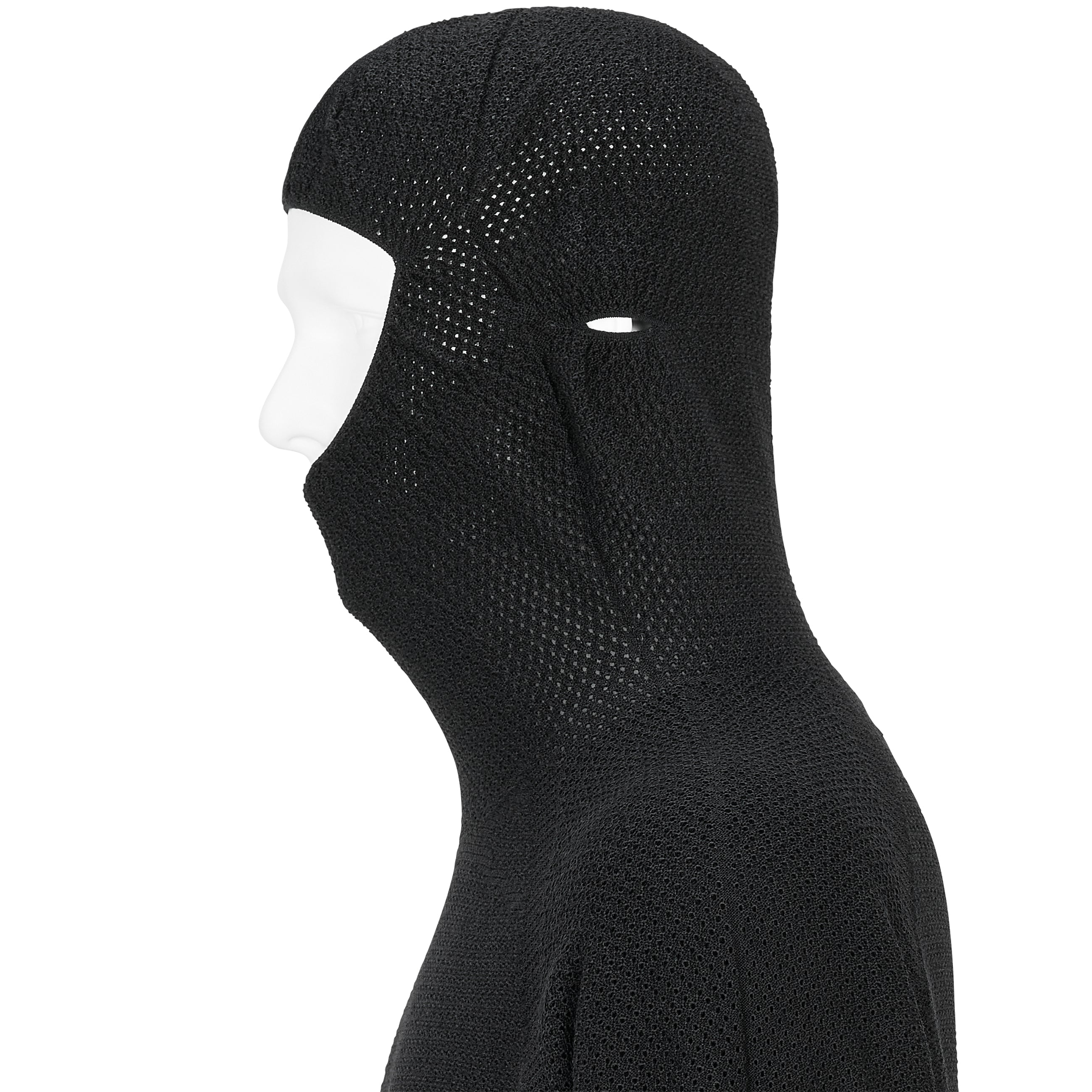 PERFORATED WHOLE GARMENT KNIT TOP BLACK