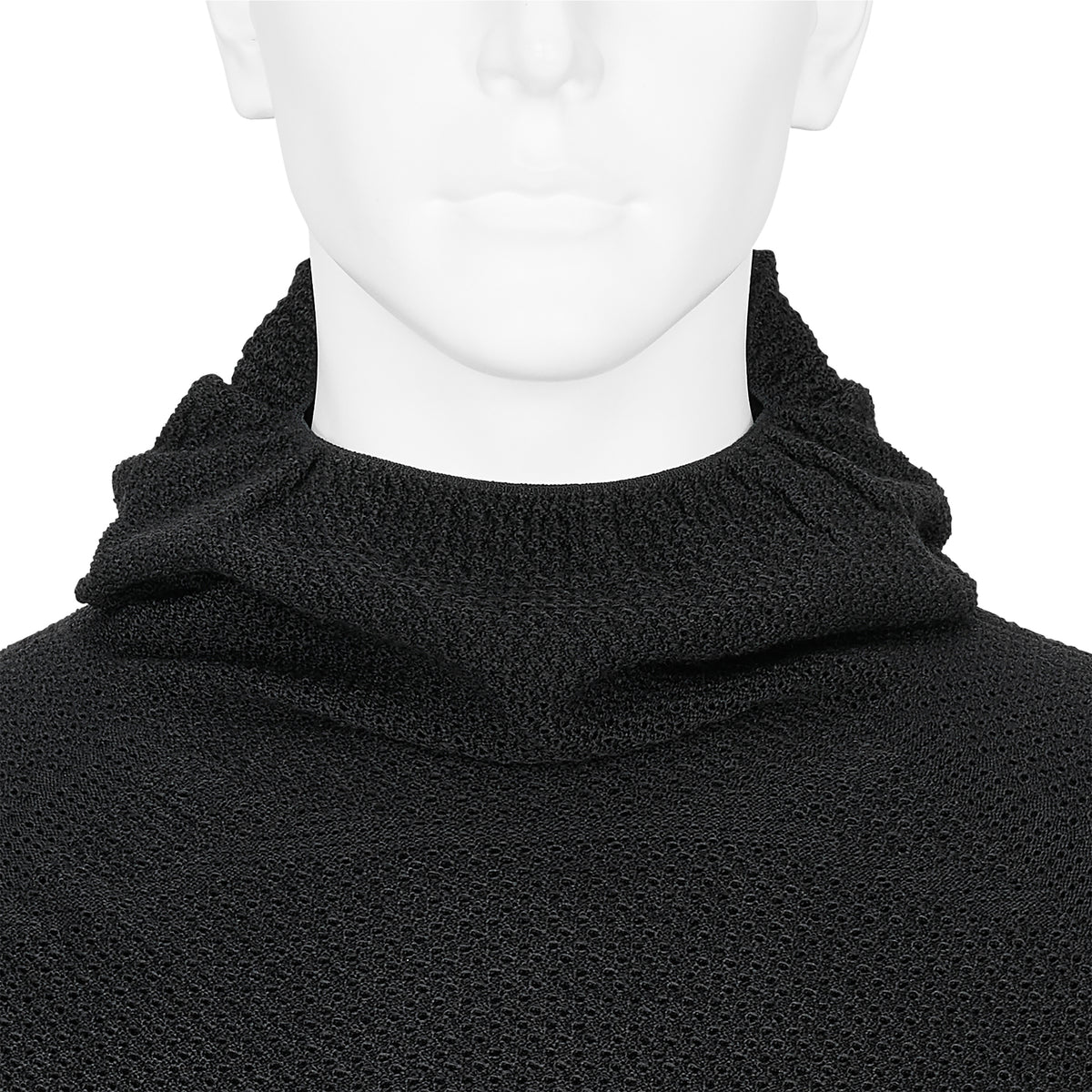 PERFORATED WHOLE GARMENT KNIT TOP BLACK