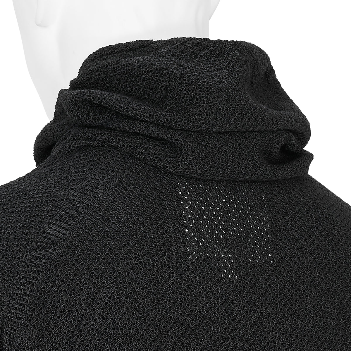 PERFORATED WHOLE GARMENT KNIT TOP BLACK