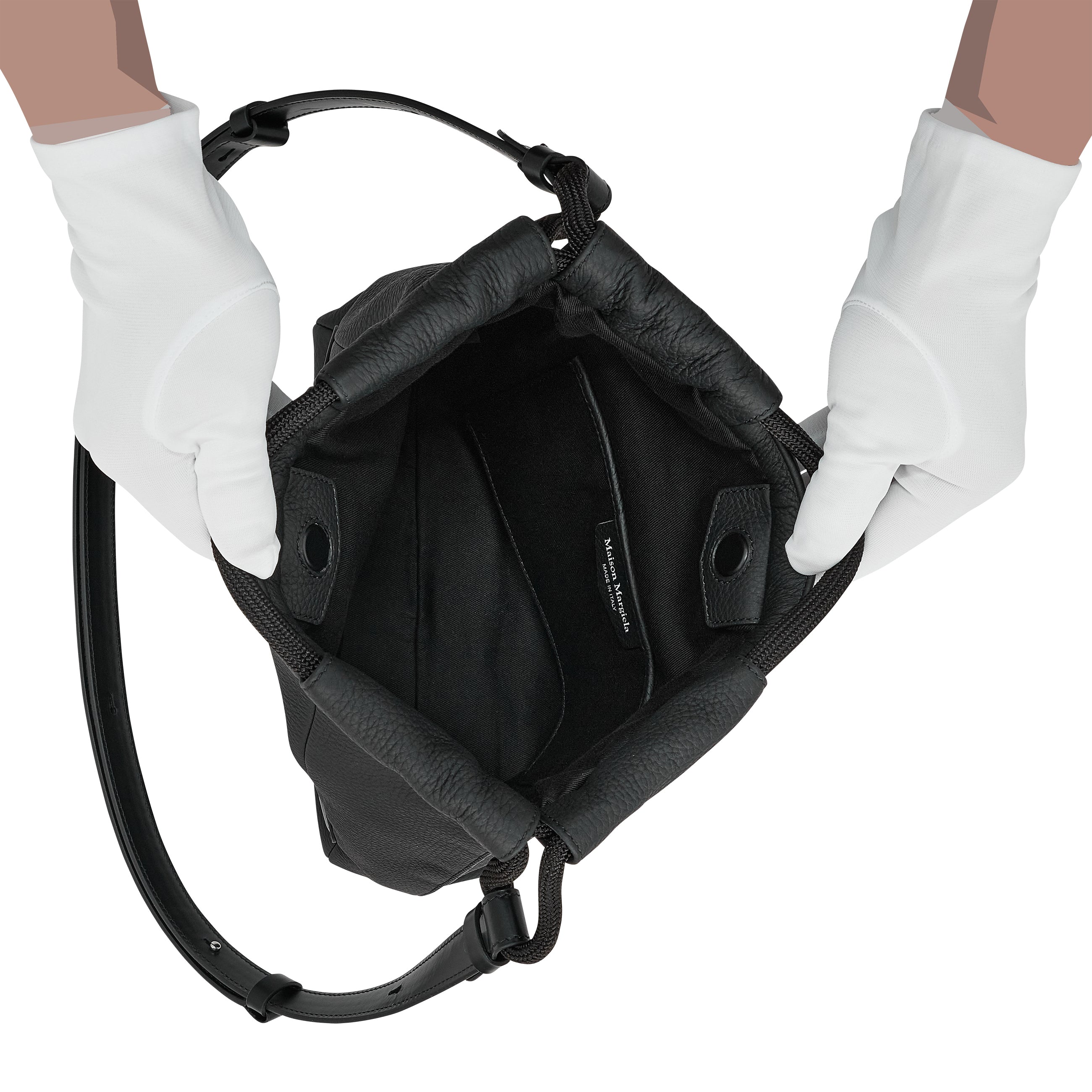 5AC DEERSKIN SHOULDER BAG BLACK