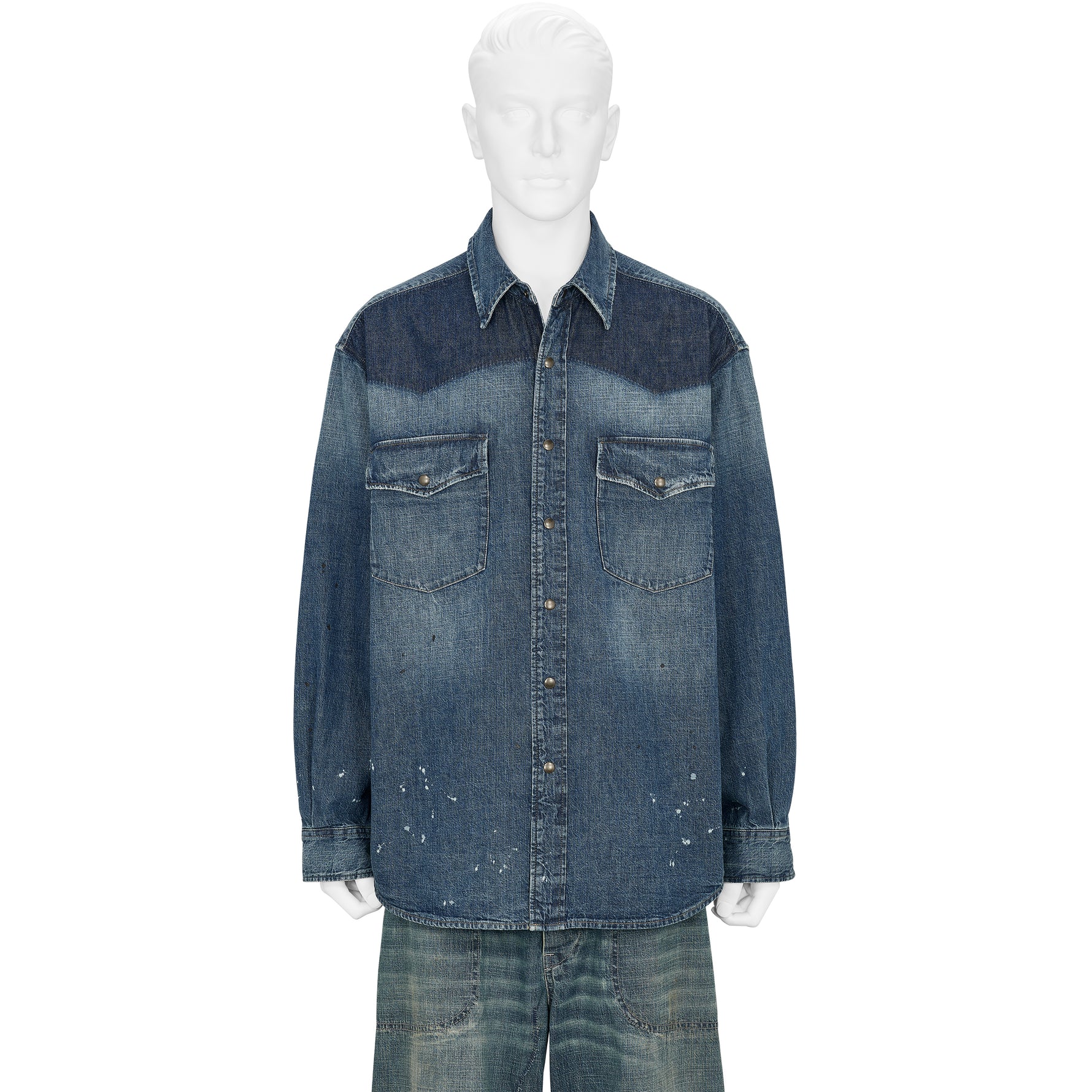 DENIM WESTERN SHIRT DAMAGED INDIGO