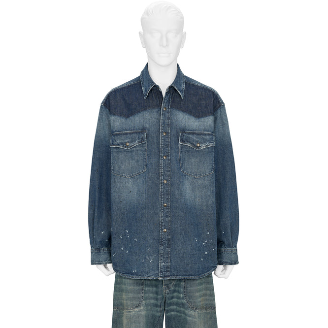 DENIM WESTERN SHIRT DAMAGED INDIGO