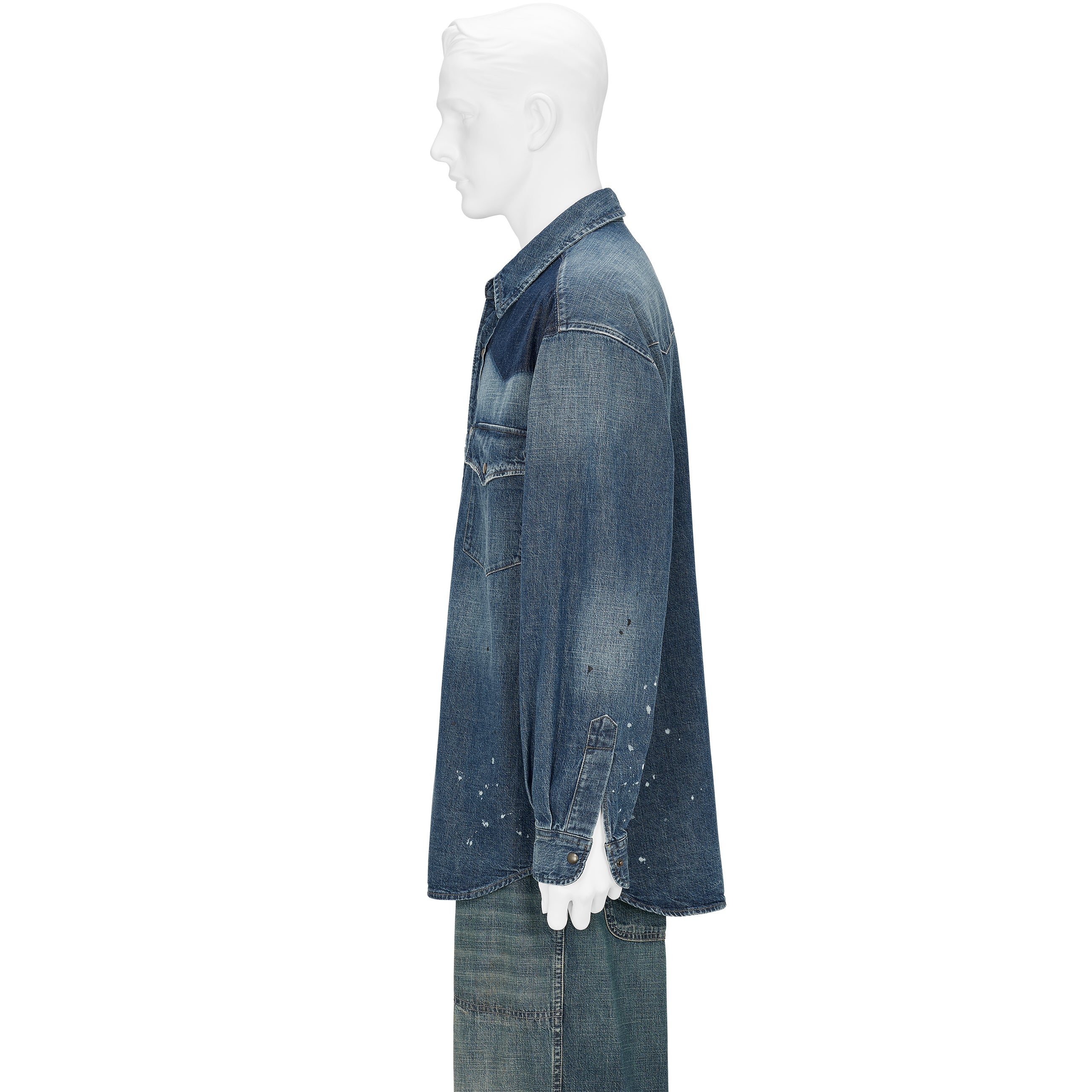 DENIM WESTERN SHIRT DAMAGED INDIGO