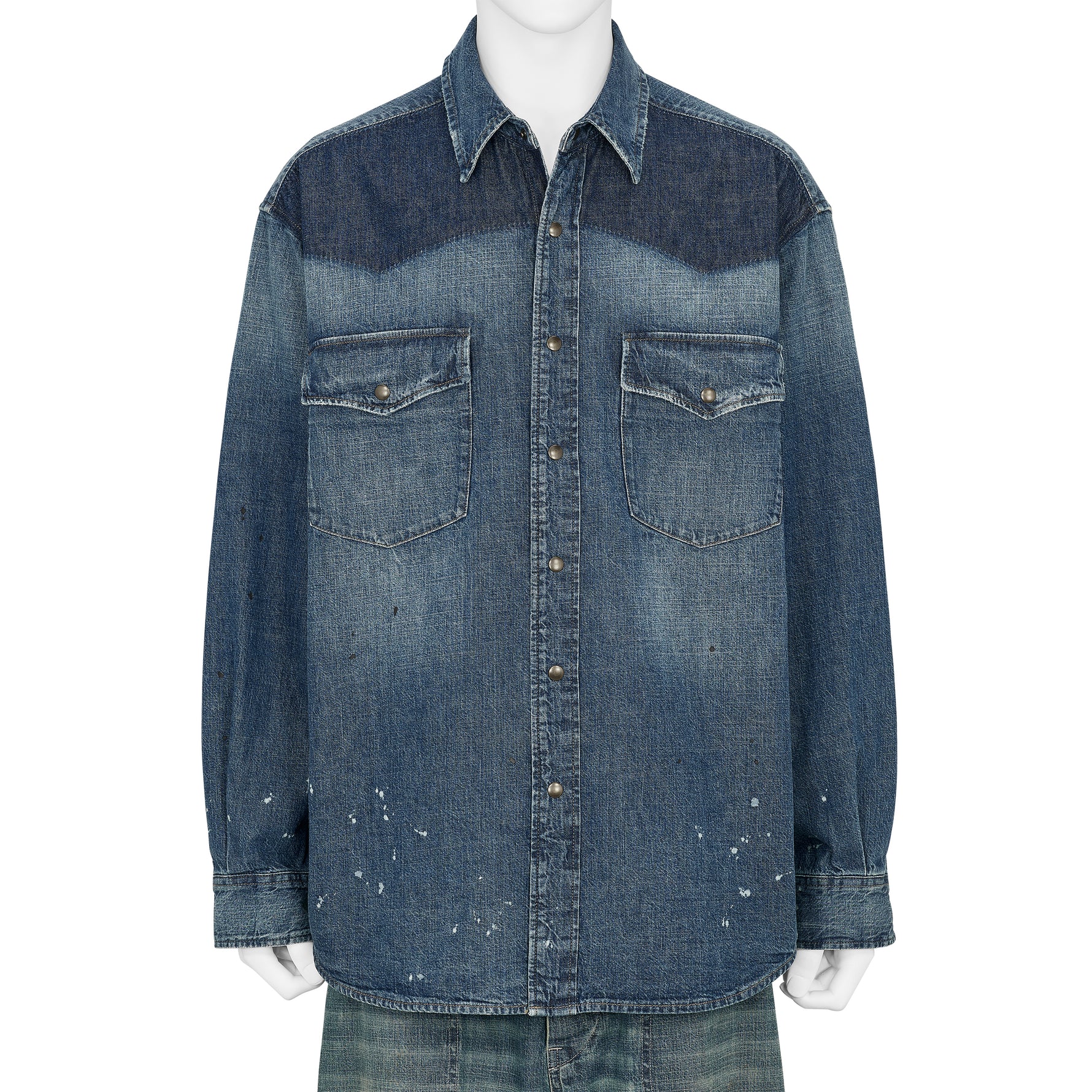 DENIM WESTERN SHIRT DAMAGED INDIGO