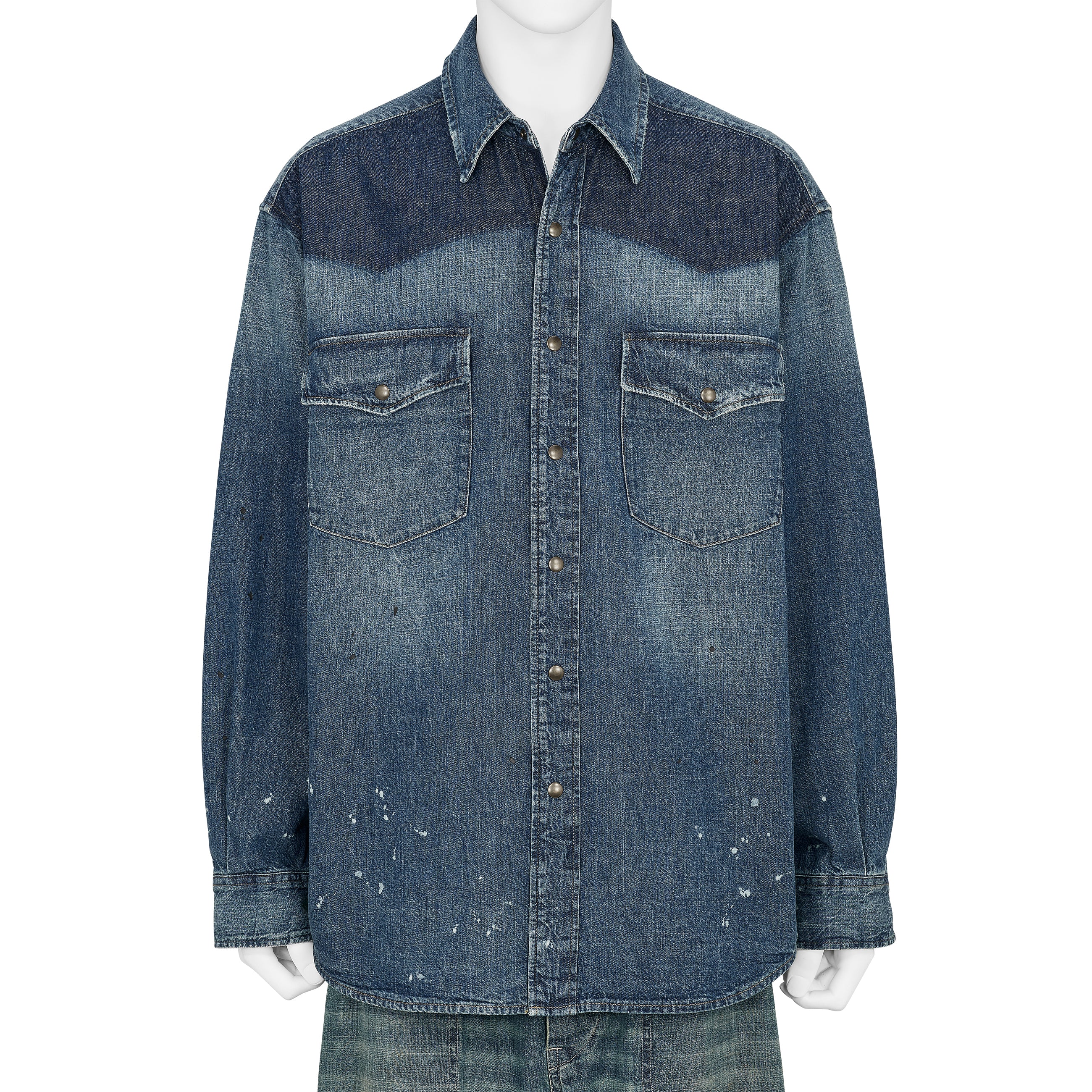 DENIM WESTERN SHIRT DAMAGED INDIGO
