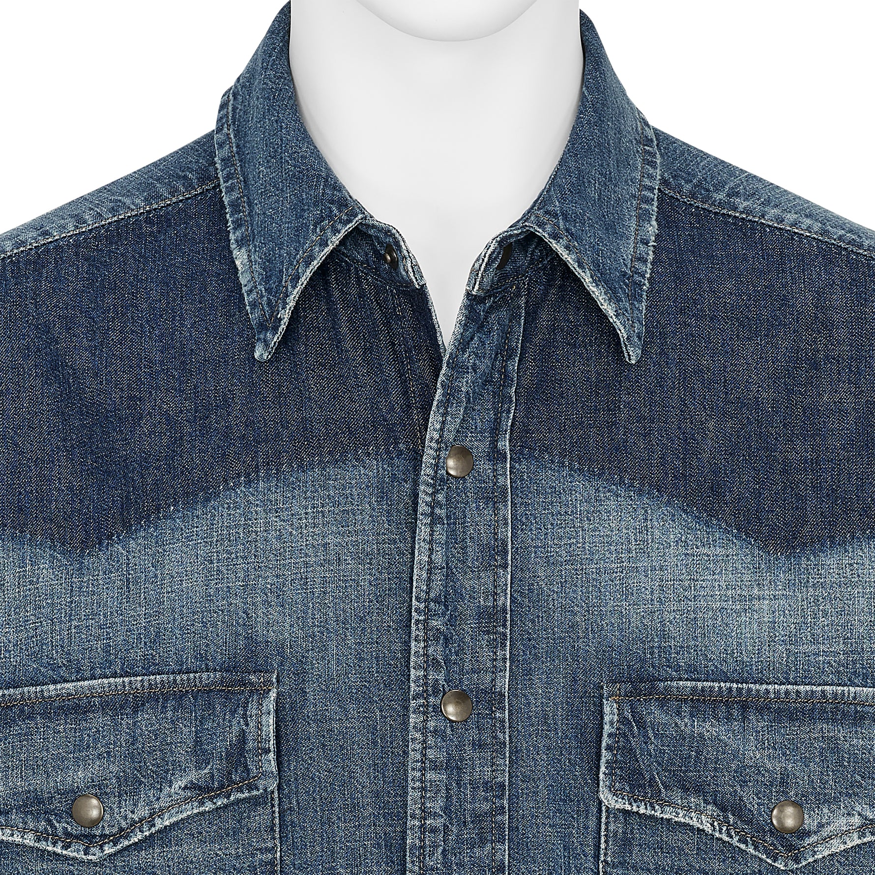 DENIM WESTERN SHIRT DAMAGED INDIGO