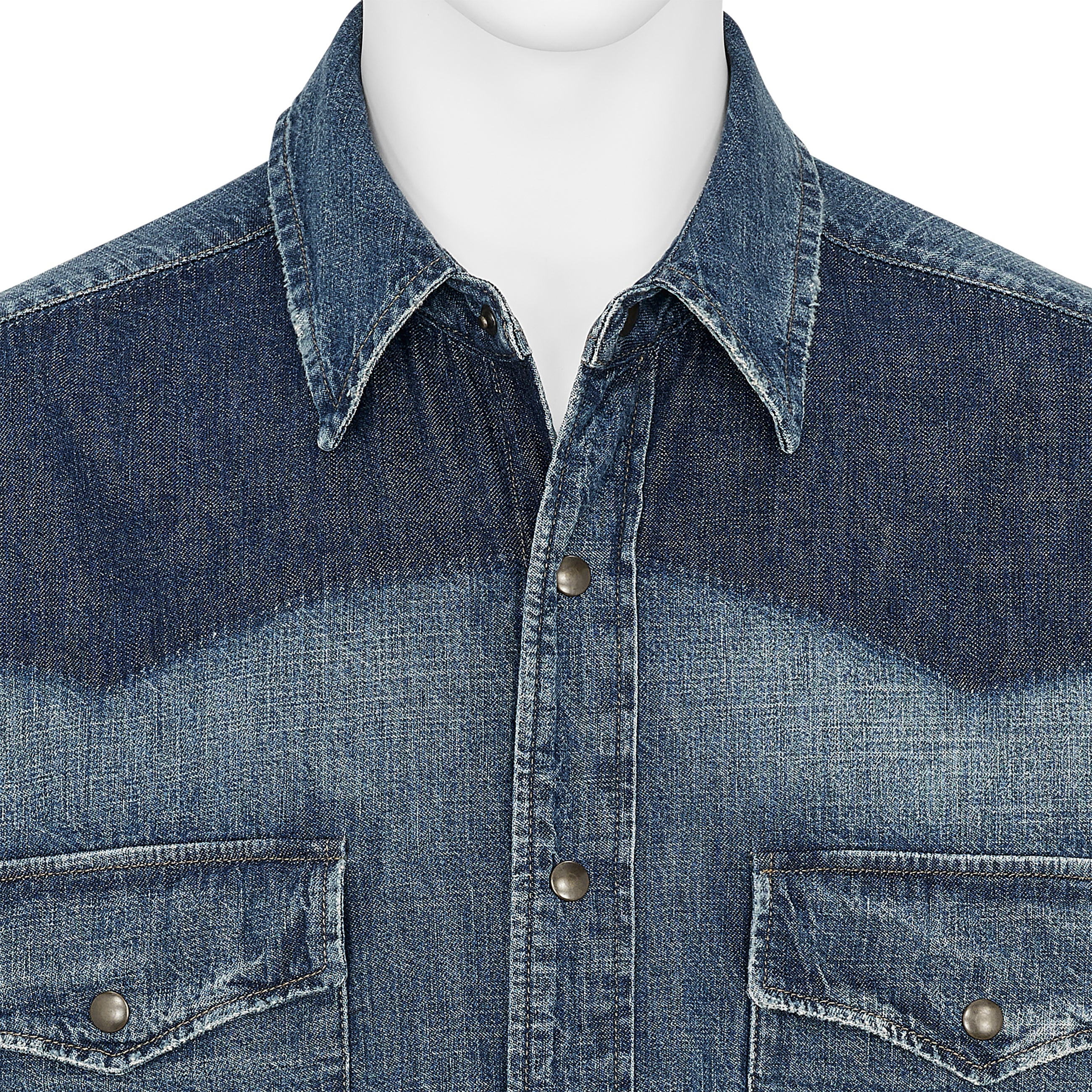 DENIM WESTERN SHIRT DAMAGED INDIGO