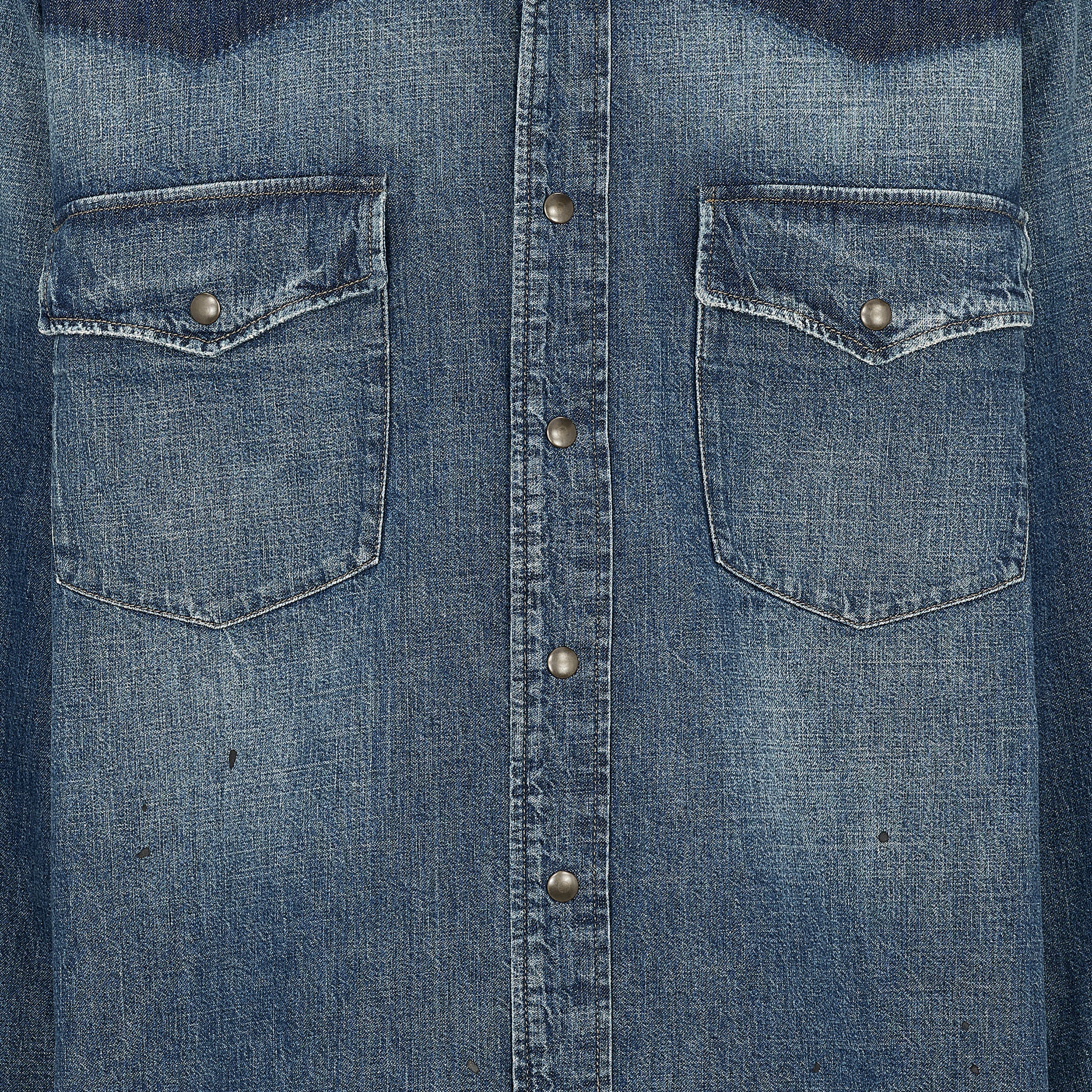 DENIM WESTERN SHIRT DAMAGED INDIGO