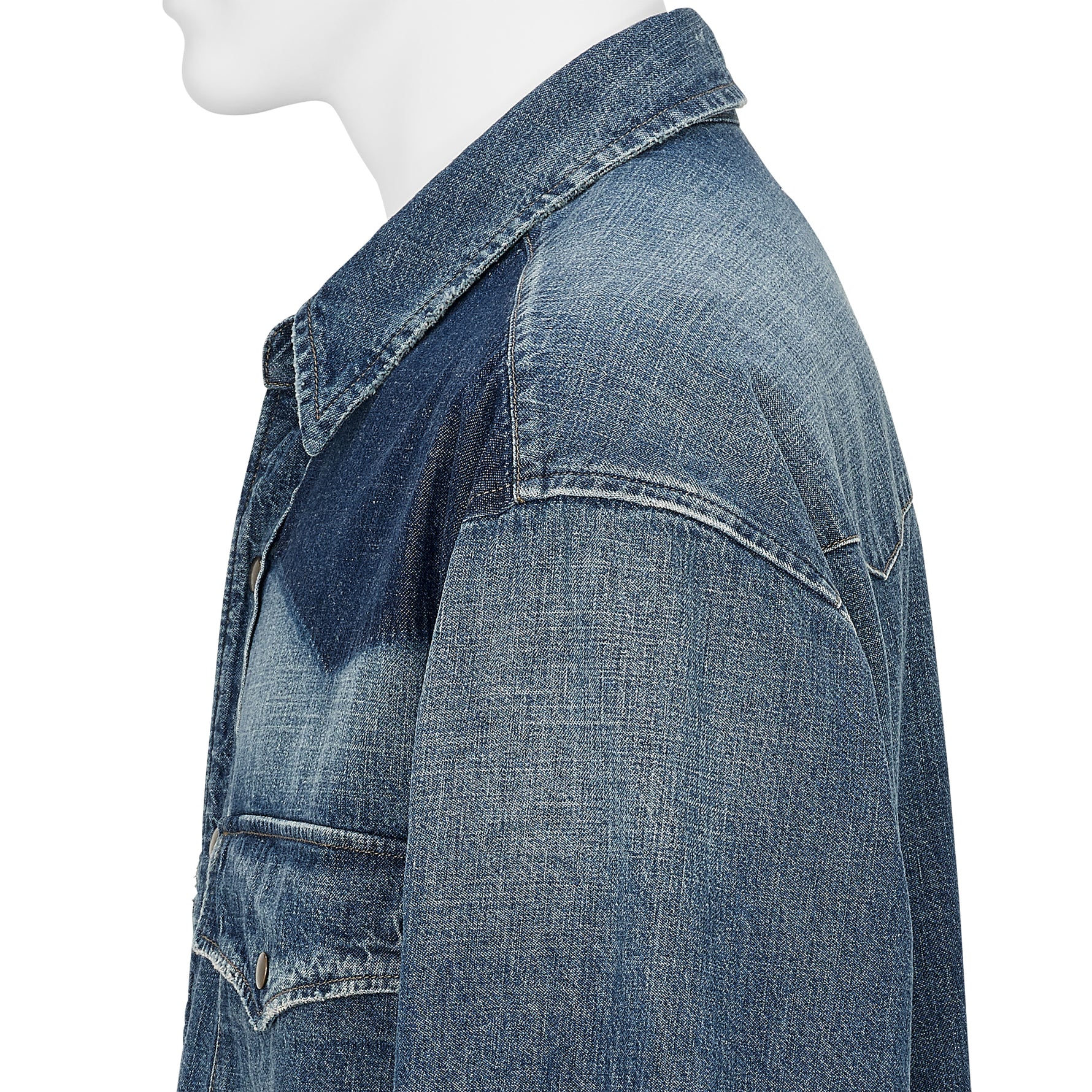 DENIM WESTERN SHIRT DAMAGED INDIGO