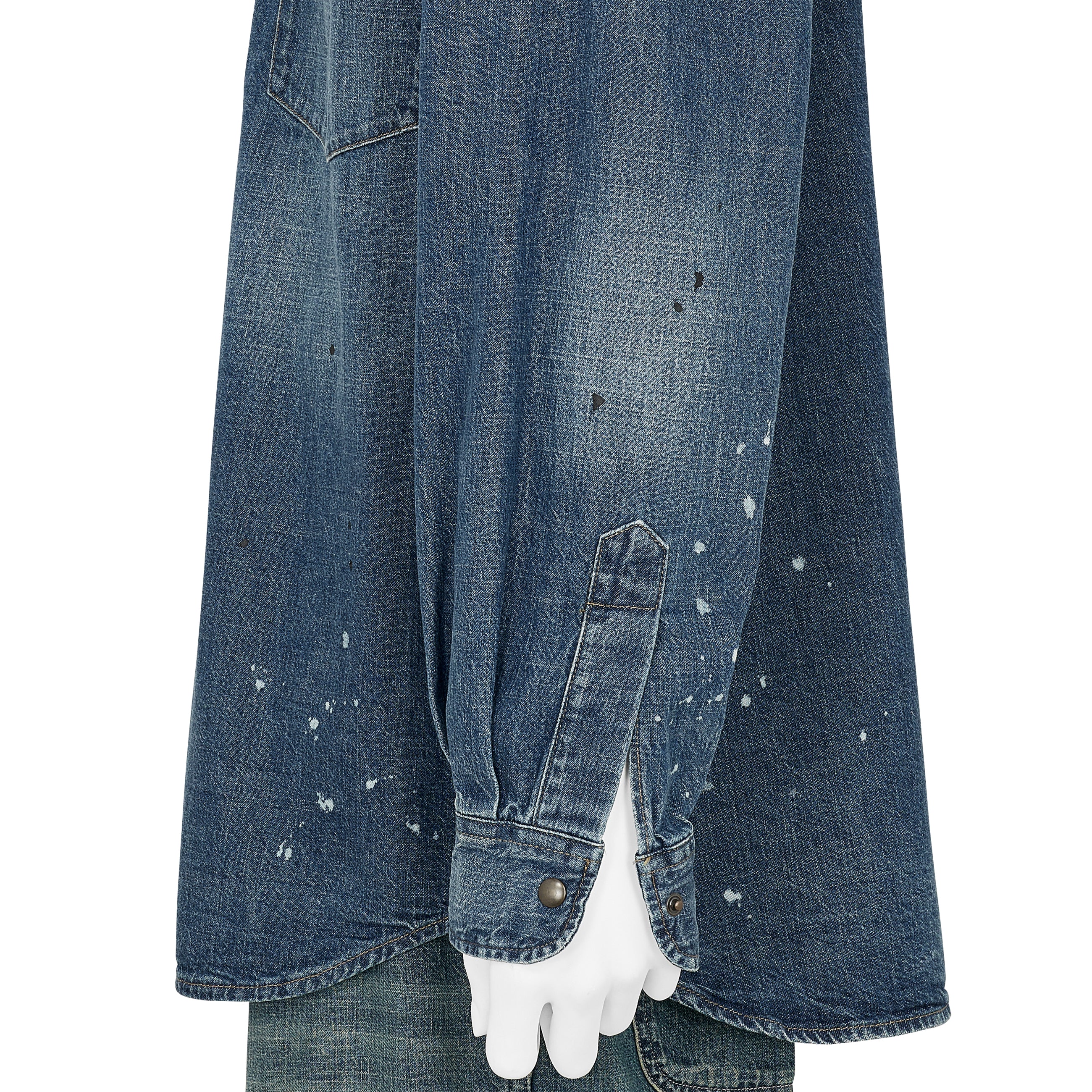 DENIM WESTERN SHIRT DAMAGED INDIGO