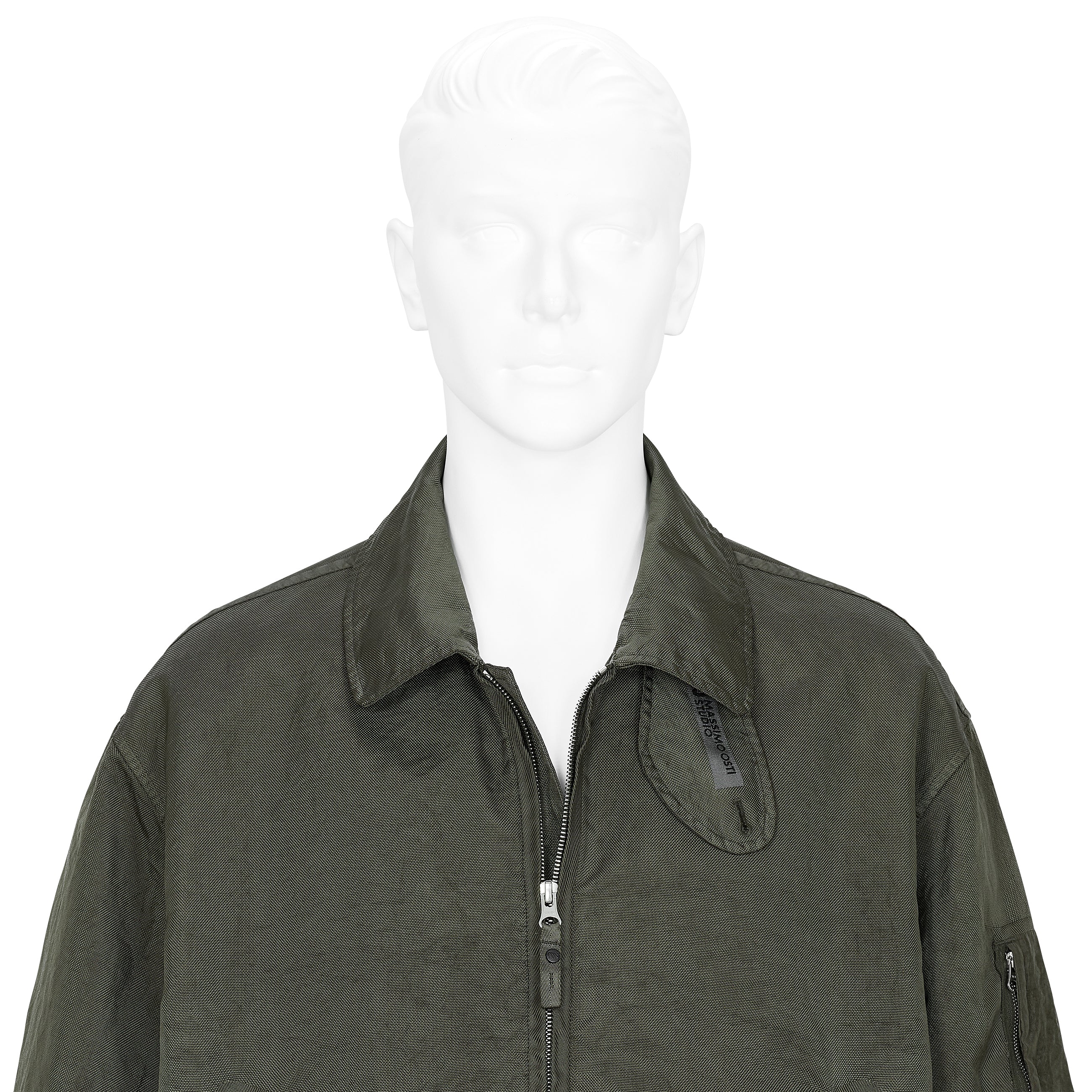 TRAMA 3D GARMENT DYED JACQUARD BOMBER JACKET OLIVE