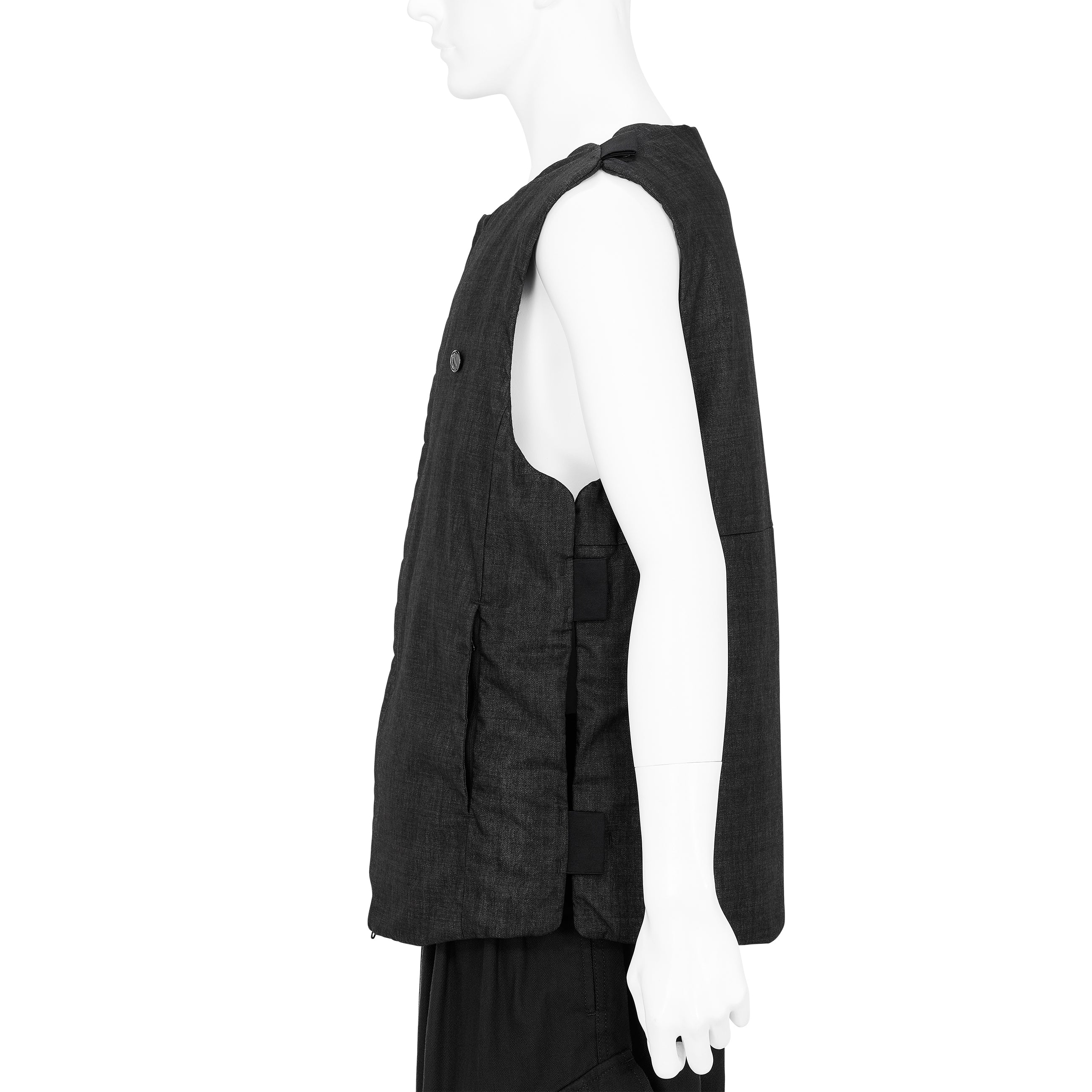 FRESCO WOOL GUM RESINED AND GARMENT DYED VEST MELANGE INDIGO
