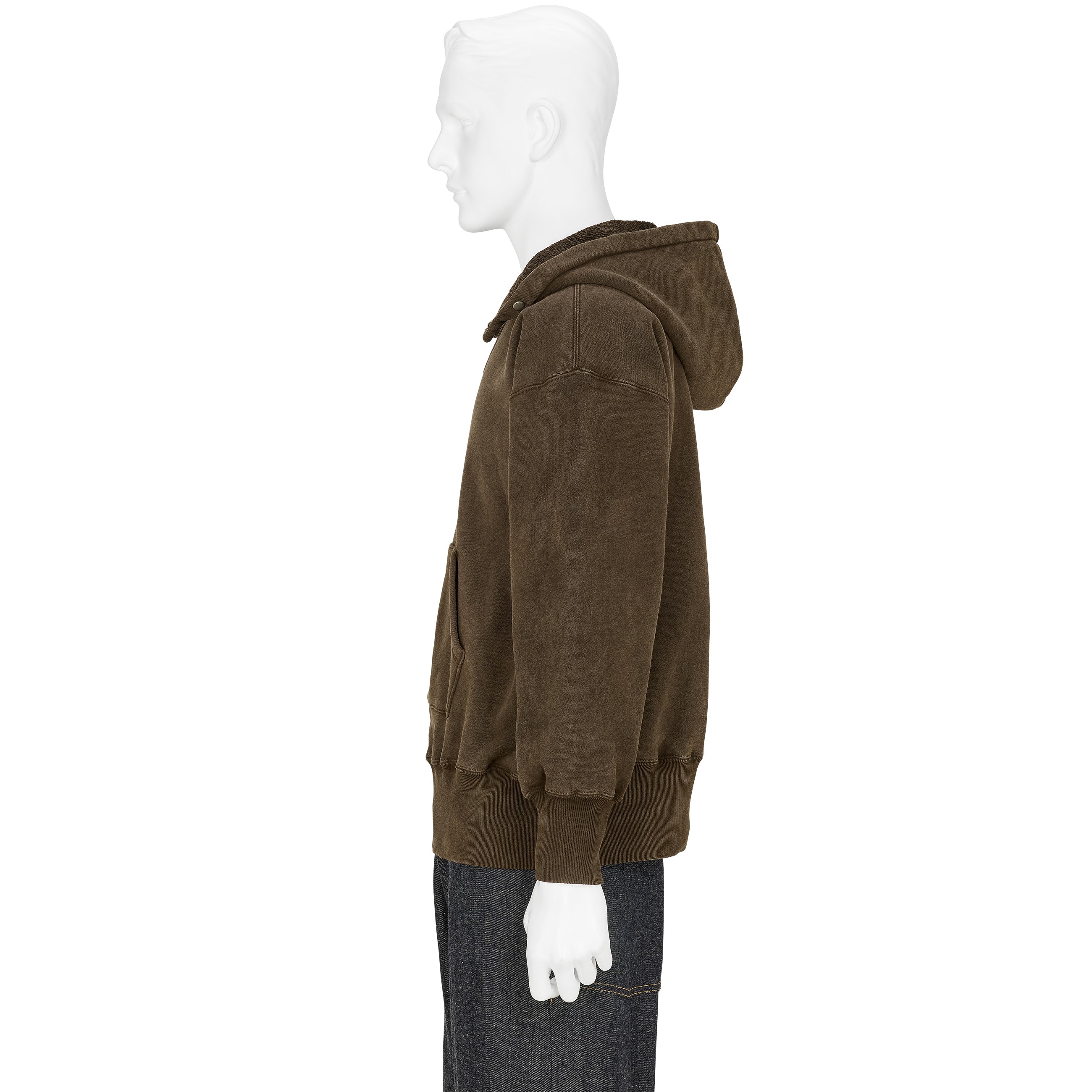 LOT.620 AFTER HOODED SWEAT SHIRT MUD DYED BROWN