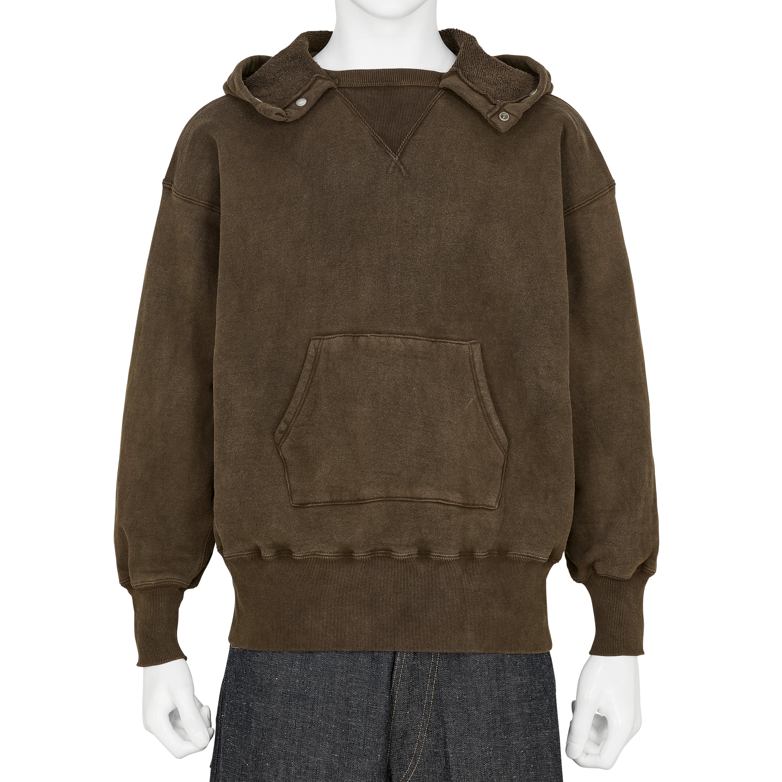 LOT.620 AFTER HOODED SWEAT SHIRT MUD DYED BROWN