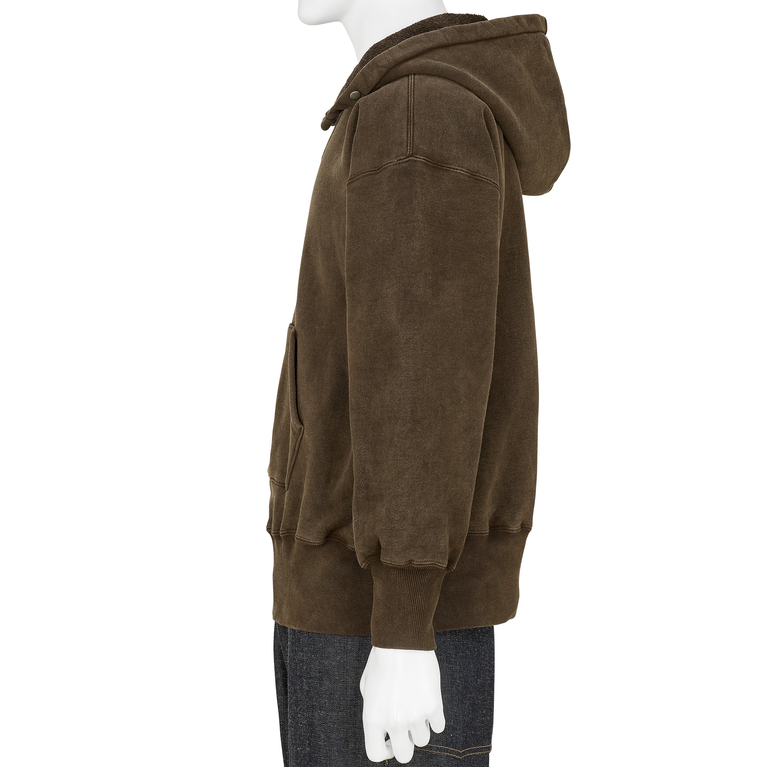LOT.620 AFTER HOODED SWEAT SHIRT MUD DYED BROWN