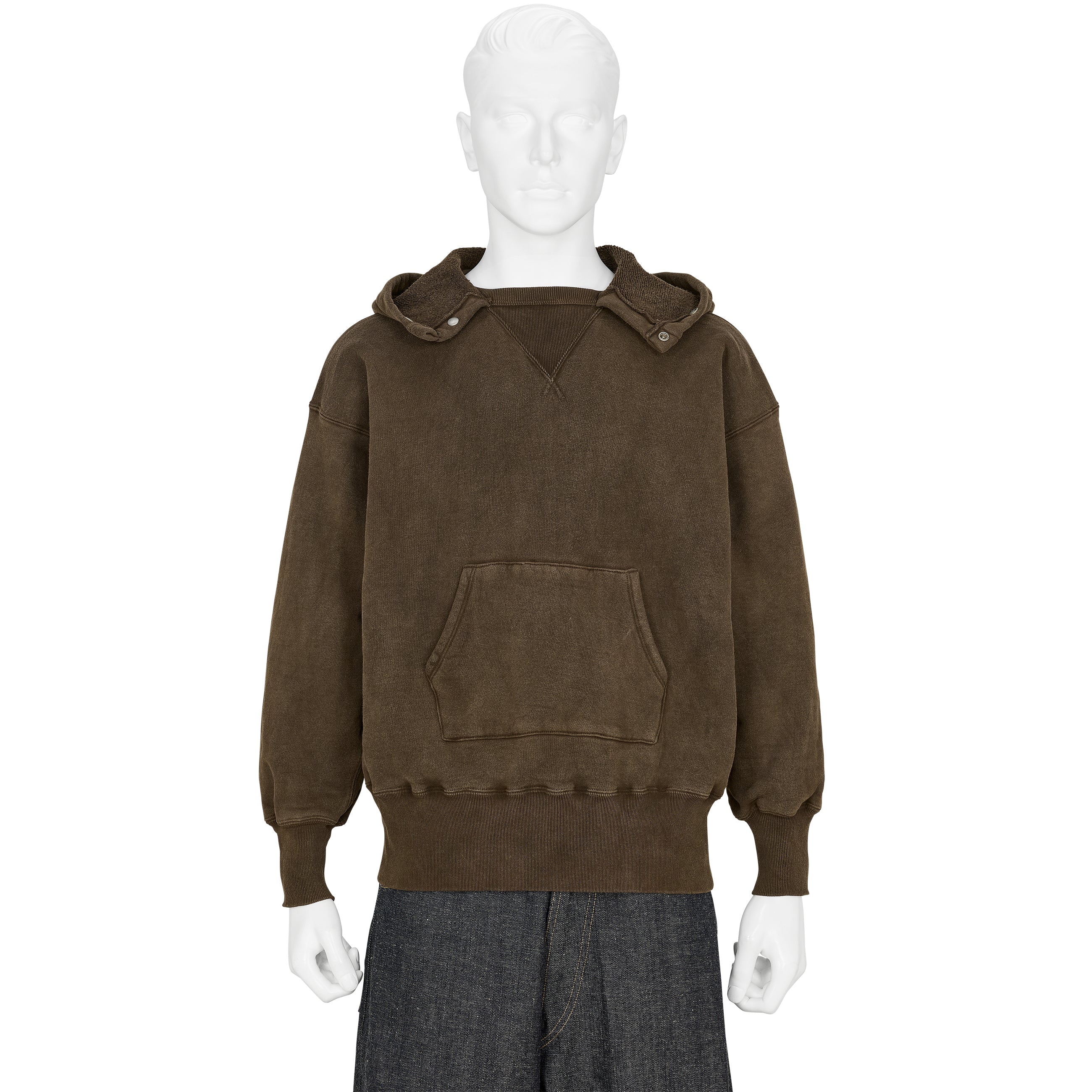 LOT.620 AFTER HOODED SWEAT SHIRT MUD DYED BROWN